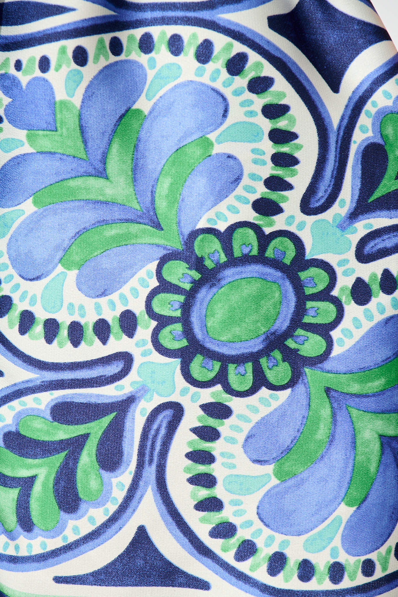 Oakbrook Shirt Dress In Blue And Green Tile Print - Image 6