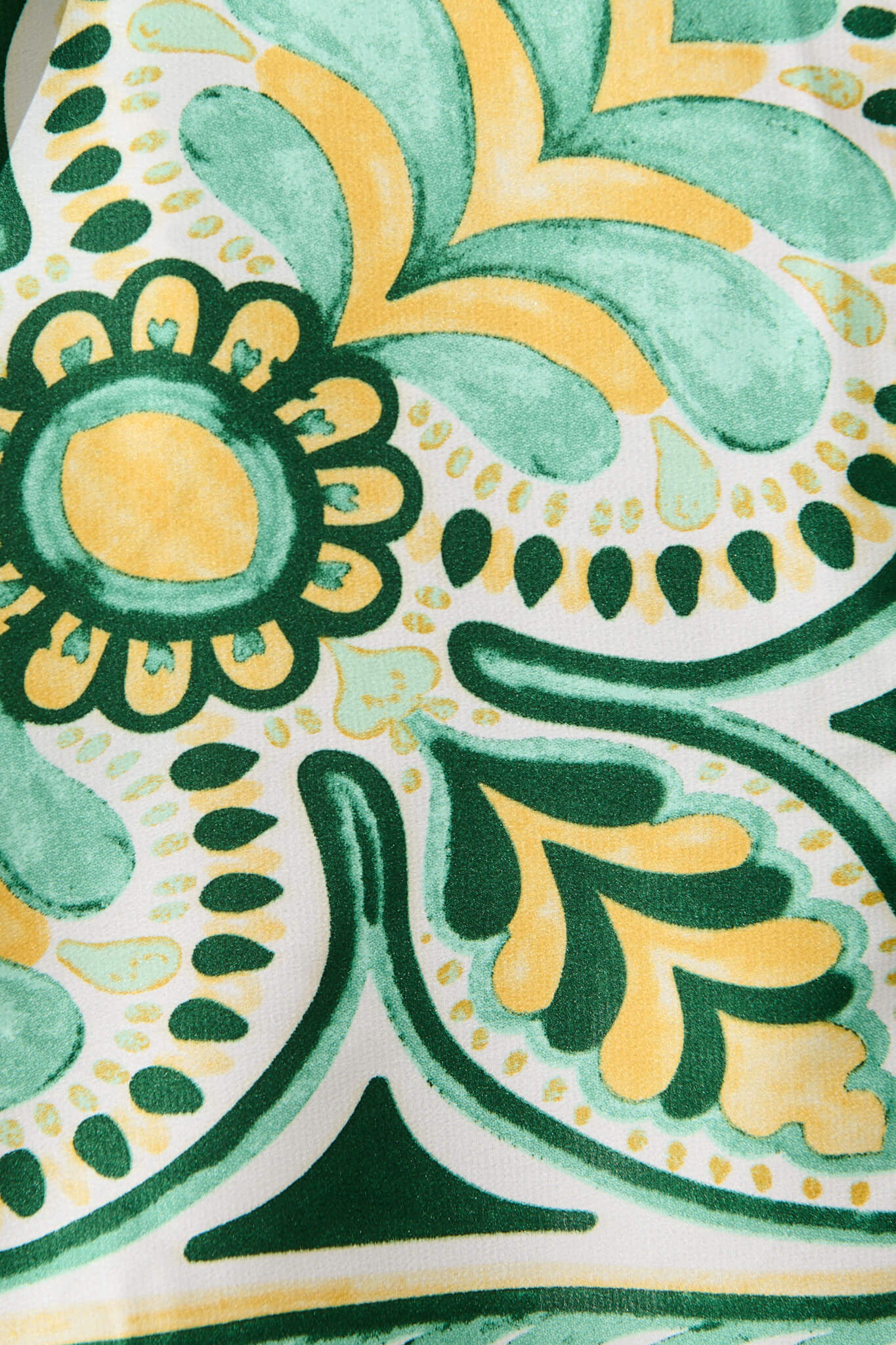 Oakbrook Shirt Dress In White With Green And Yellow Tile Print - Image 6