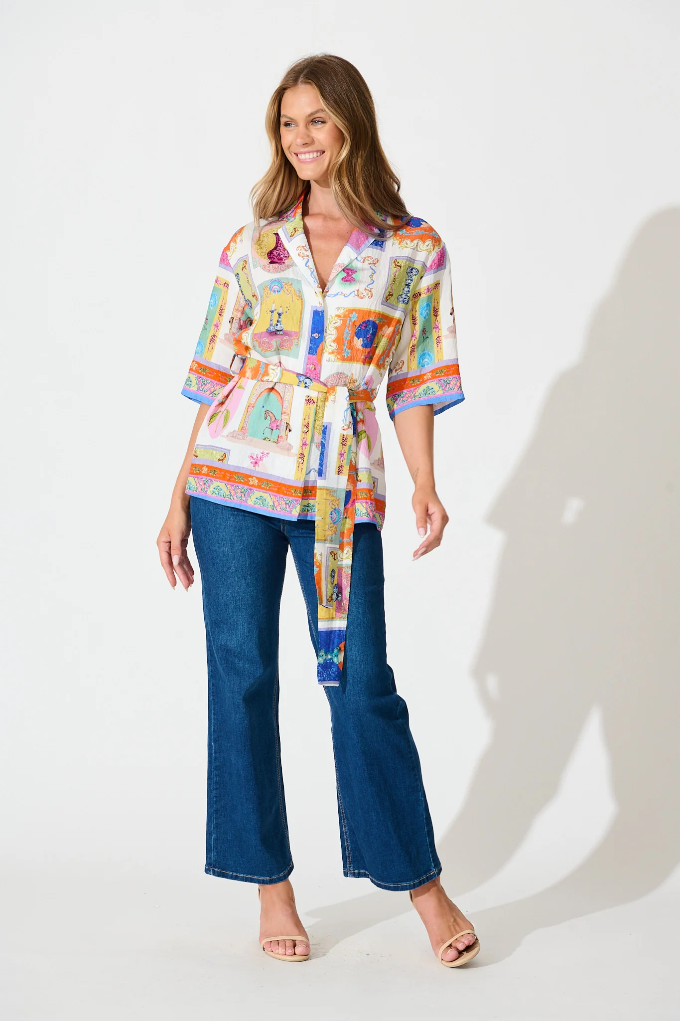 Oasis Shirt in Cream with Multi Conversational Print - Image 6