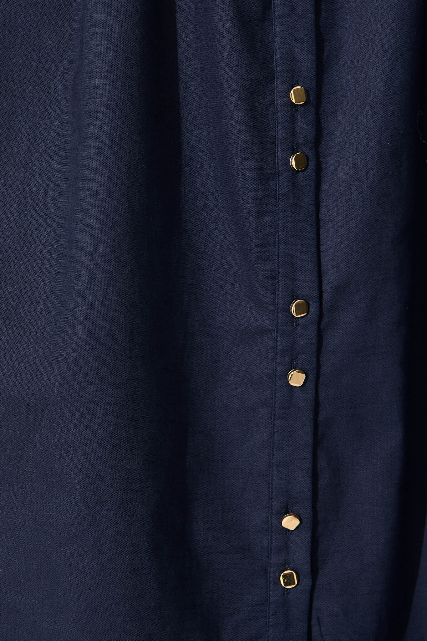Oatland Midi Shirt Dress In Navy Cotton Linen - Image 10