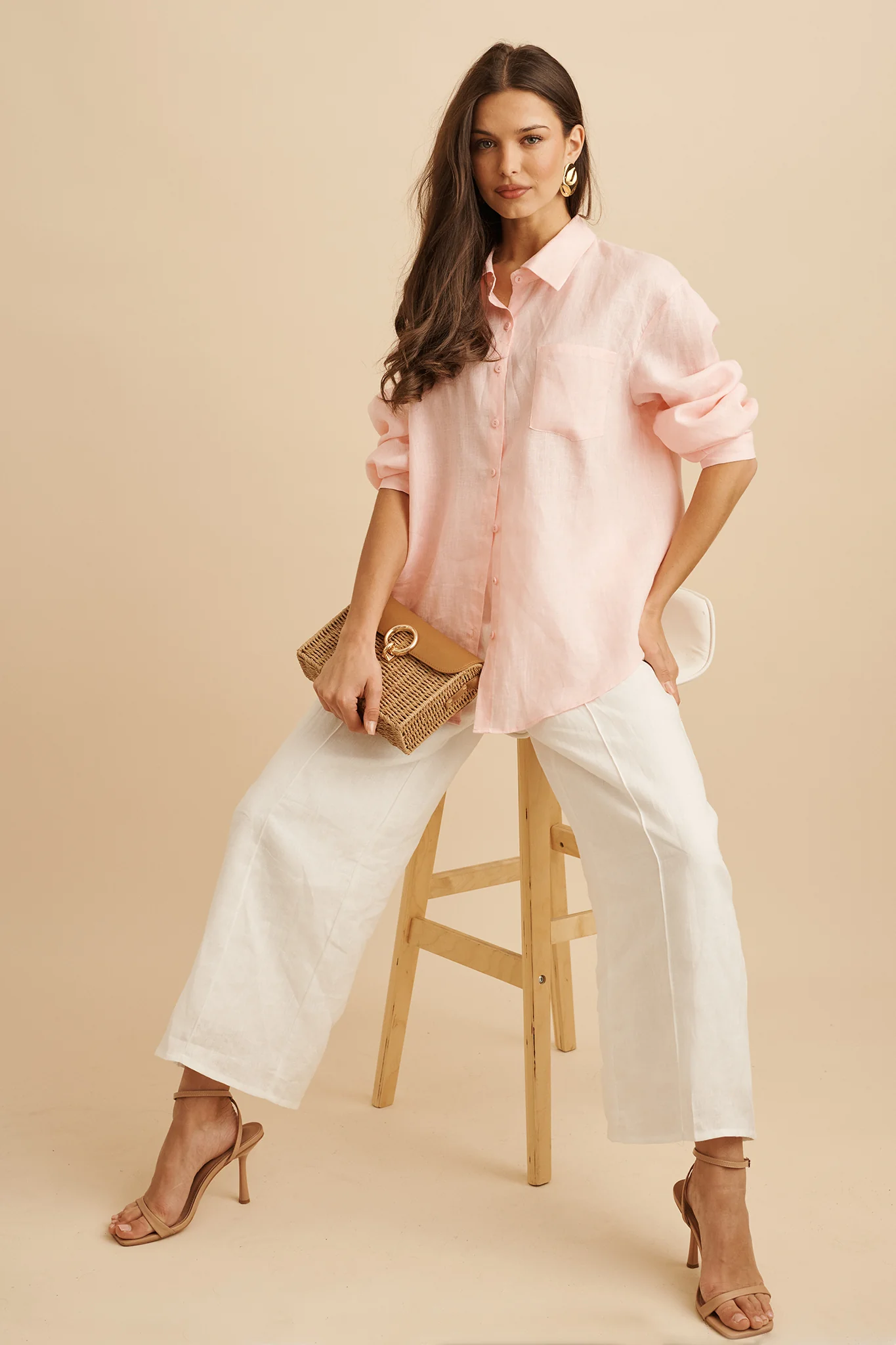 Ocean Echo Shirt in Pink Linen - Image 2