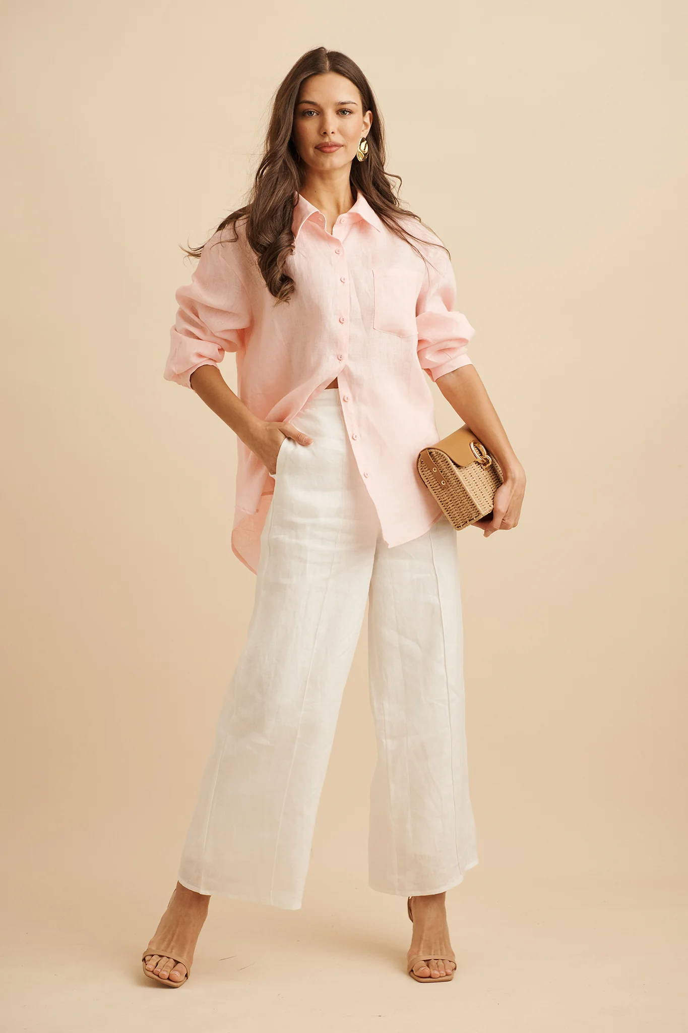 Ocean Echo Shirt in Pink Linen - Image 4