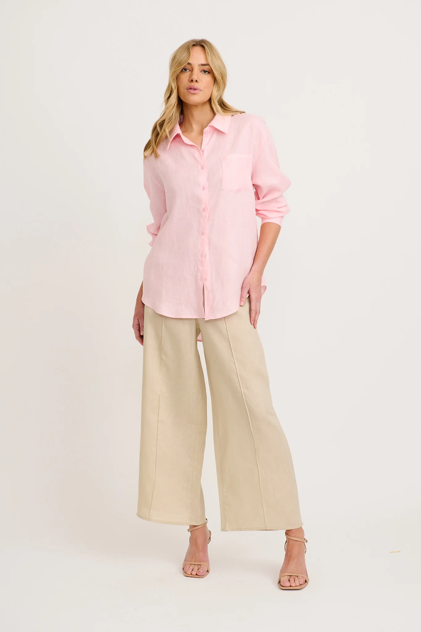 Ocean Echo Shirt in Pink Linen - Image 7