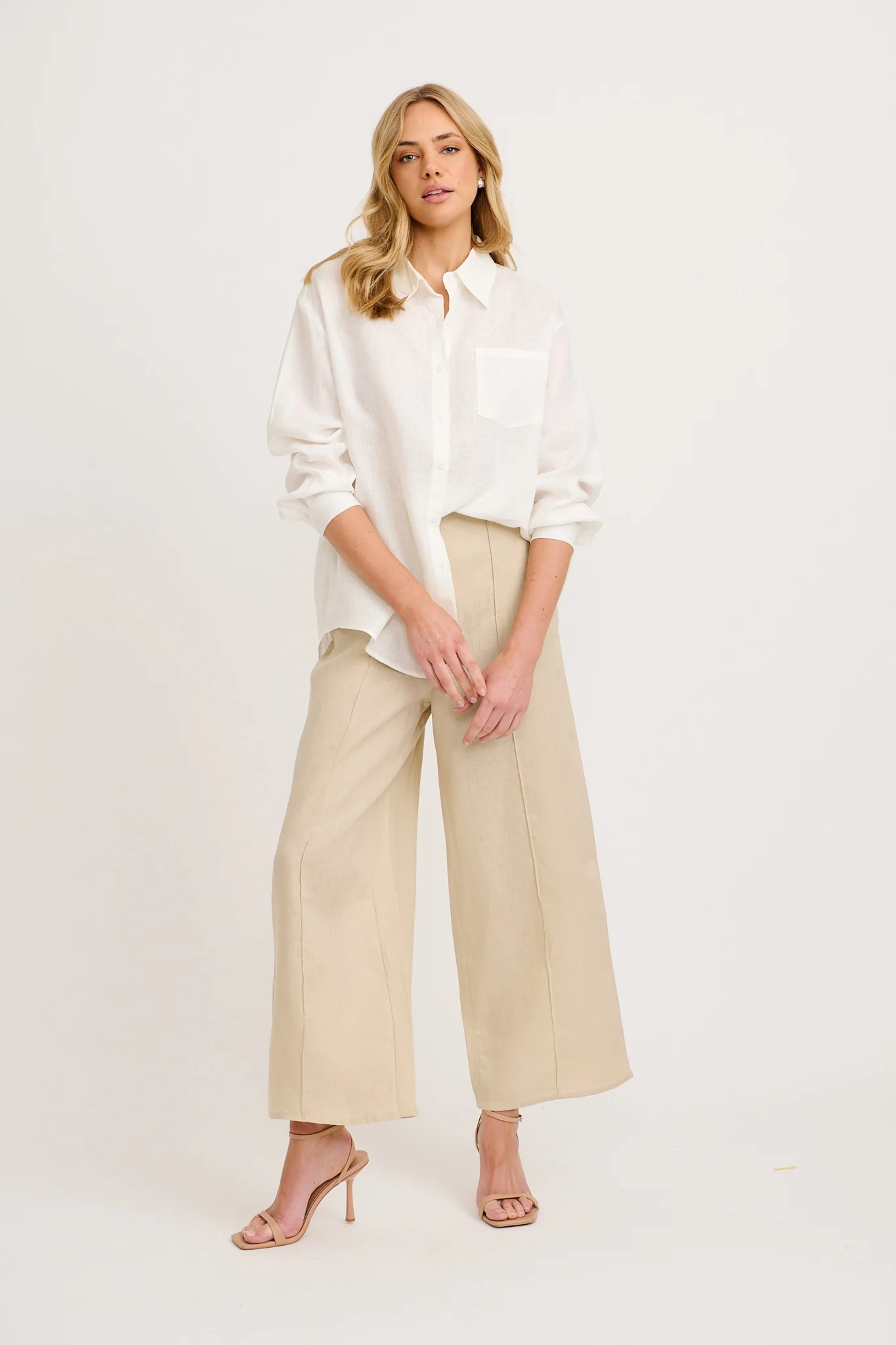 Ocean Echo Shirt in White Linen - Image 10