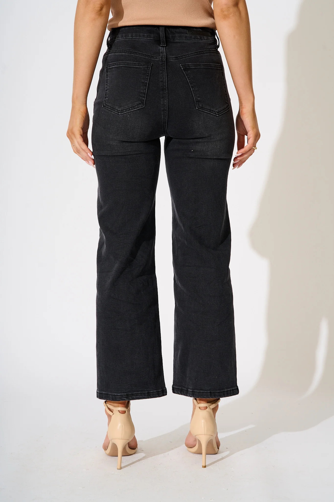 Ocean Road High Rise Wide Leg Jean in Black Denim - Image 3