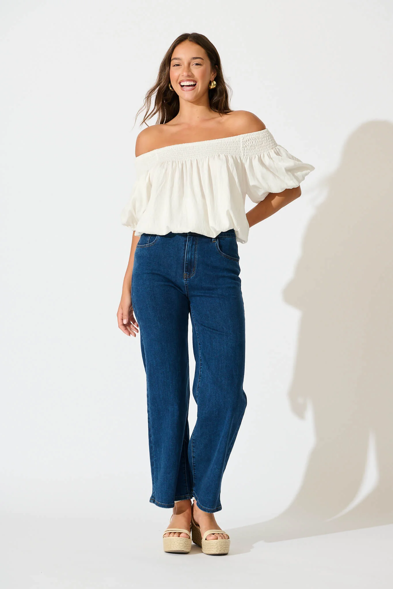 Ocean Road High Rise Wide Leg Jean in Dark Blue Denim - Image 4