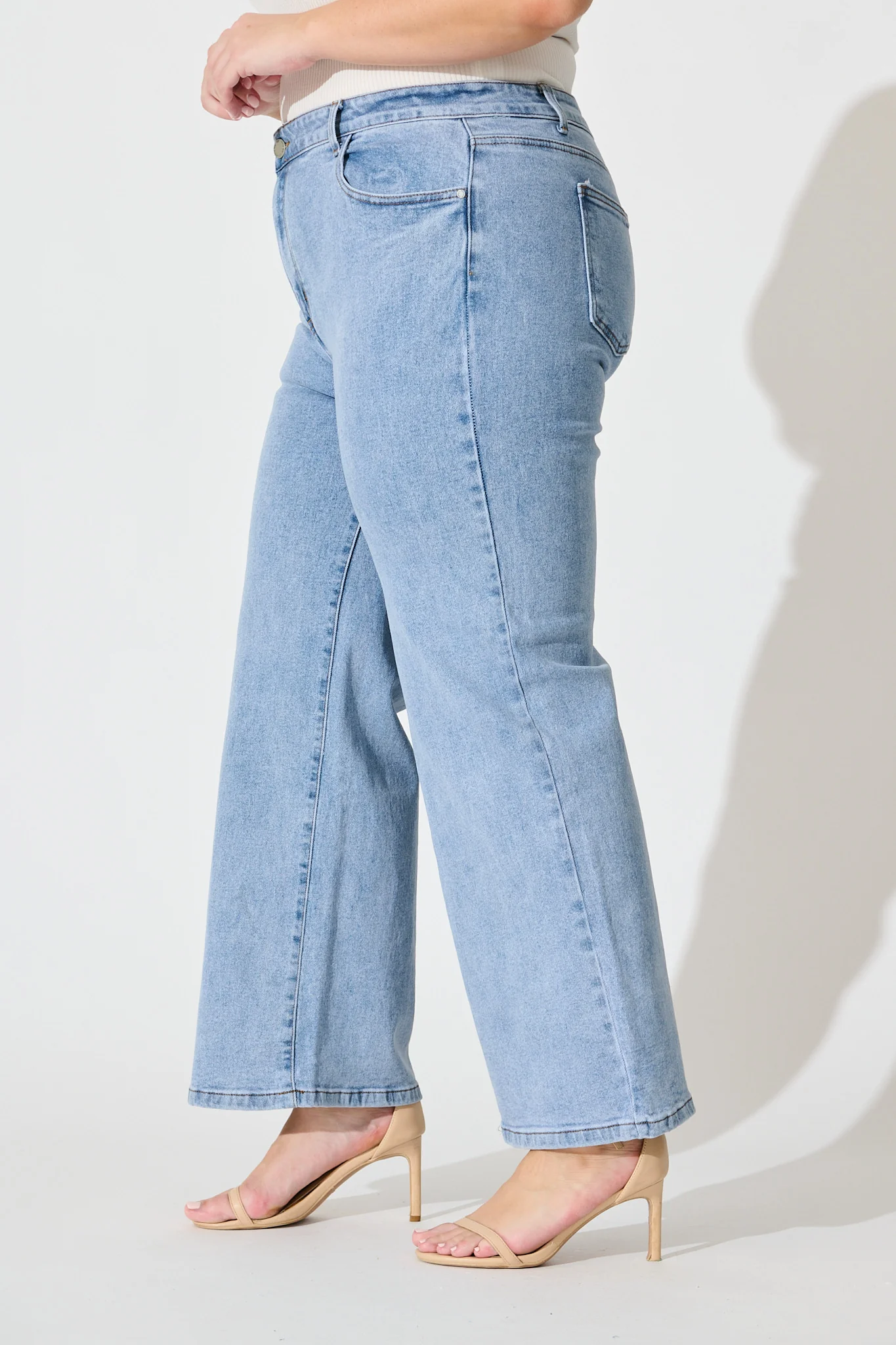 Ocean Road High Rise Wide Leg Jean in Light Blue Denim - Image 10