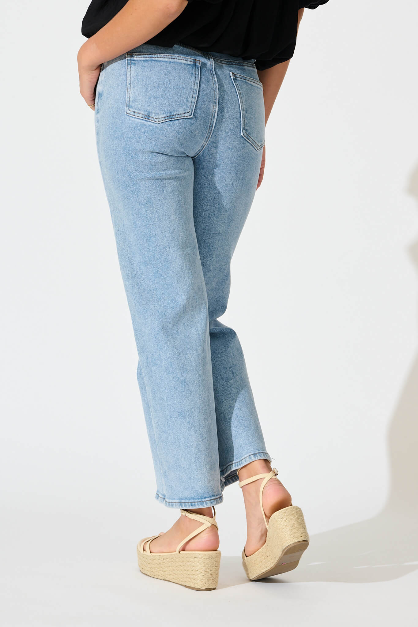 Ocean Road High Rise Wide Leg Jean in Light Blue Denim - Image 6