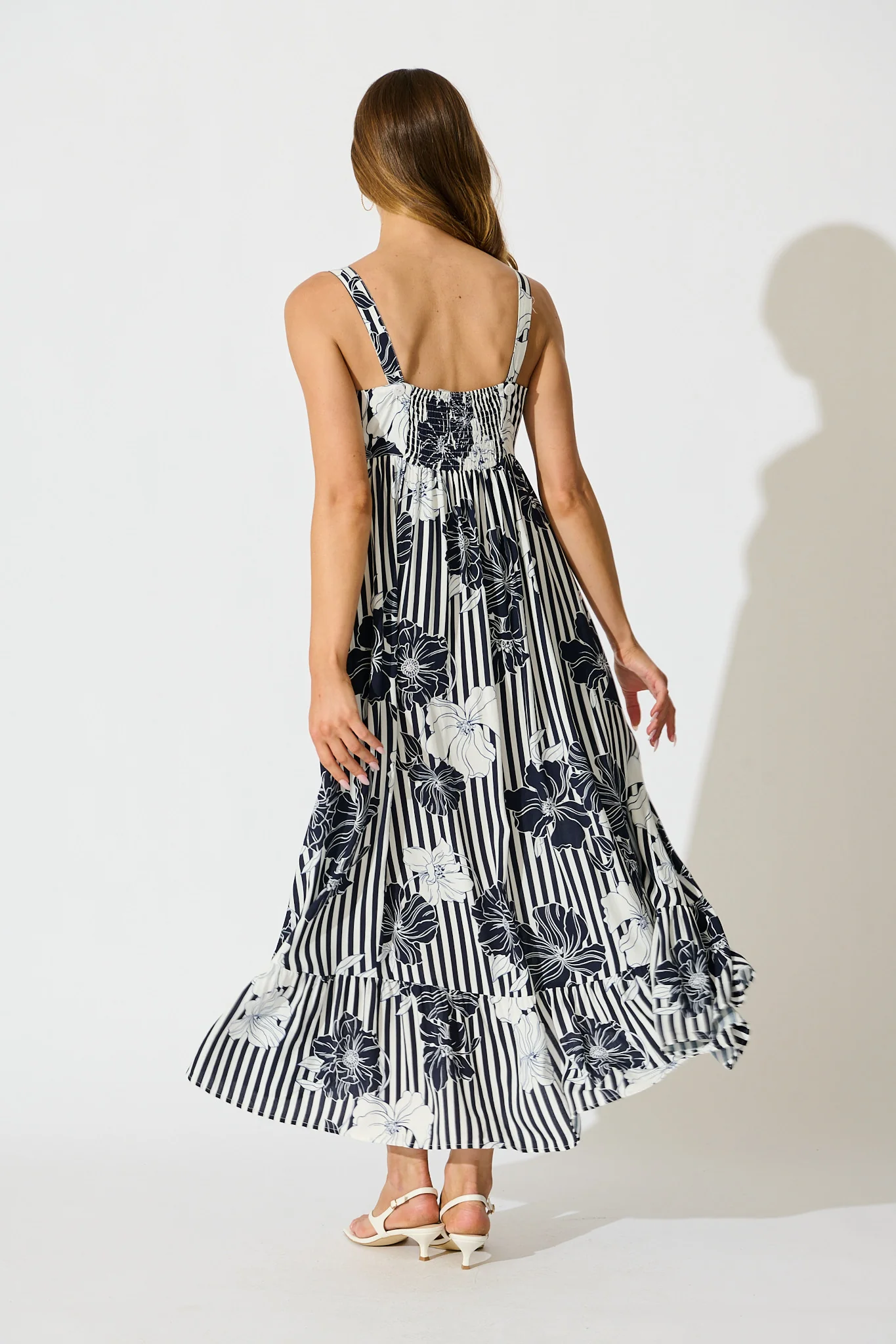 Oceanline Maxi Sundress in Navy Stripe Floral - Image 6