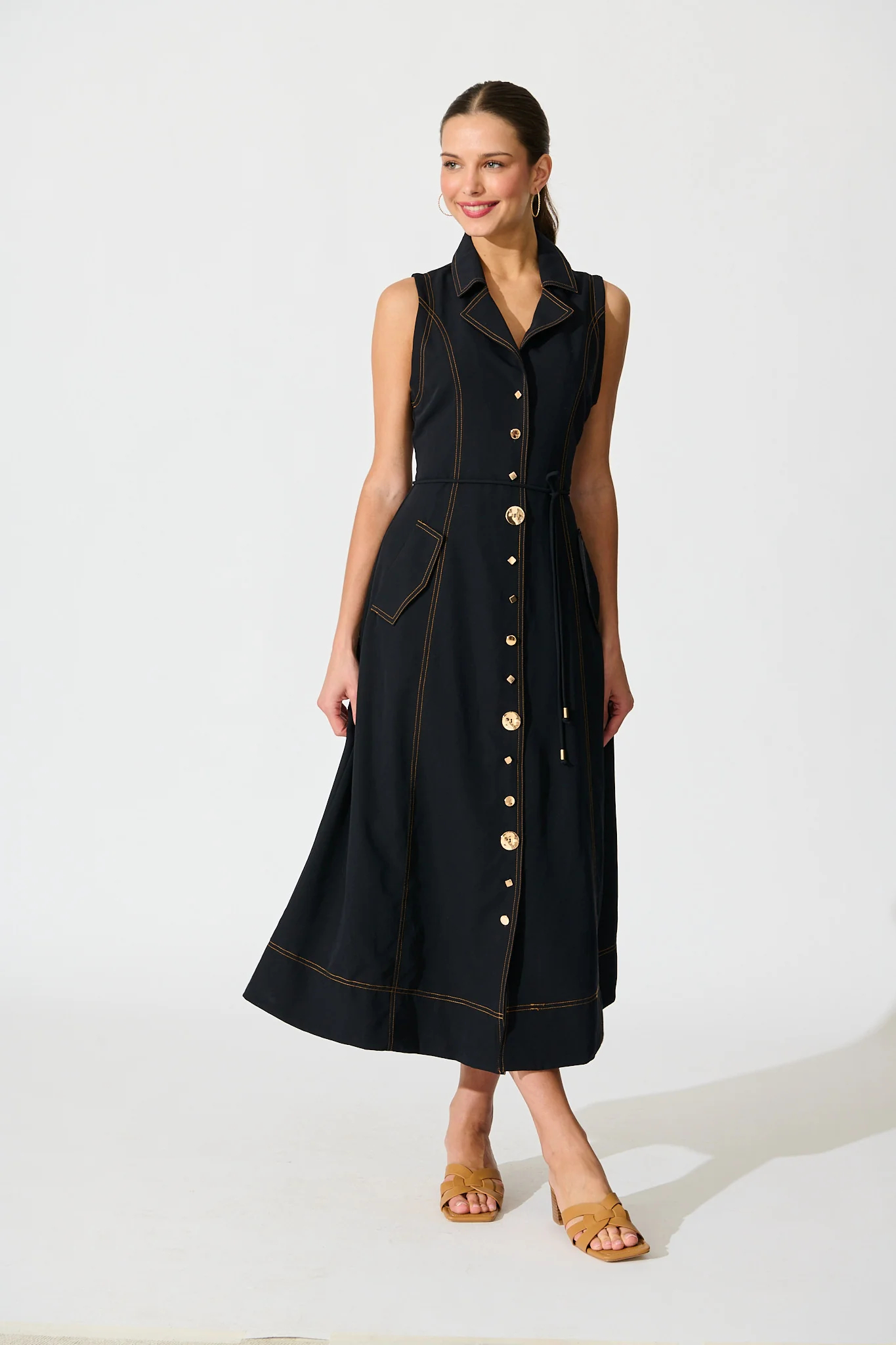 Off Duty Midi Shirt Dress in Navy