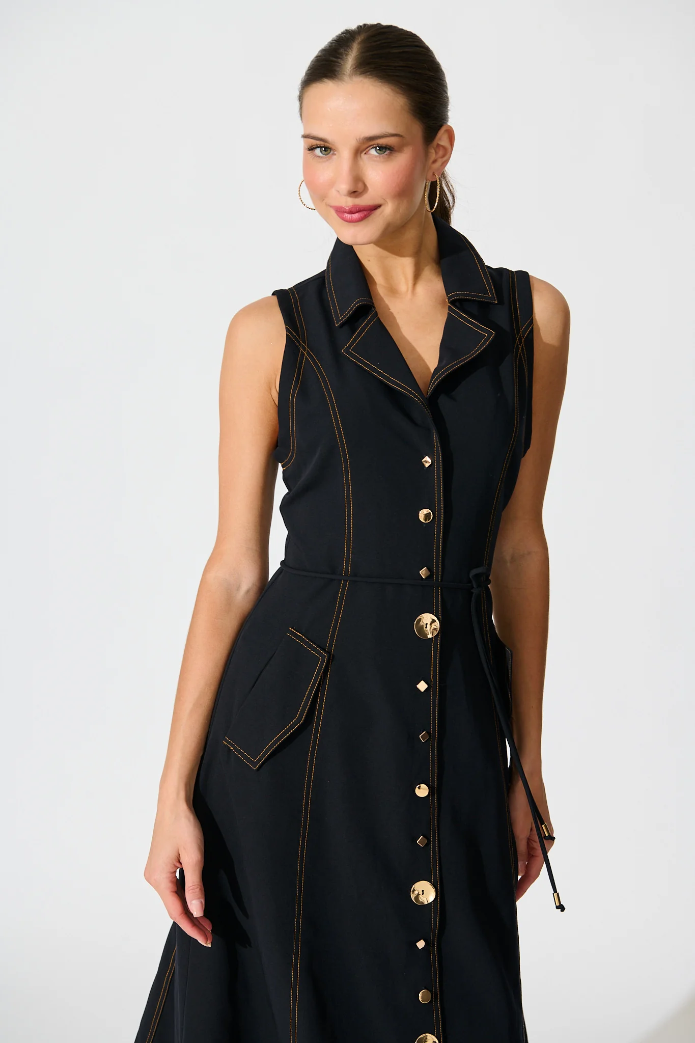 Off Duty Midi Shirt Dress in Navy - Image 2
