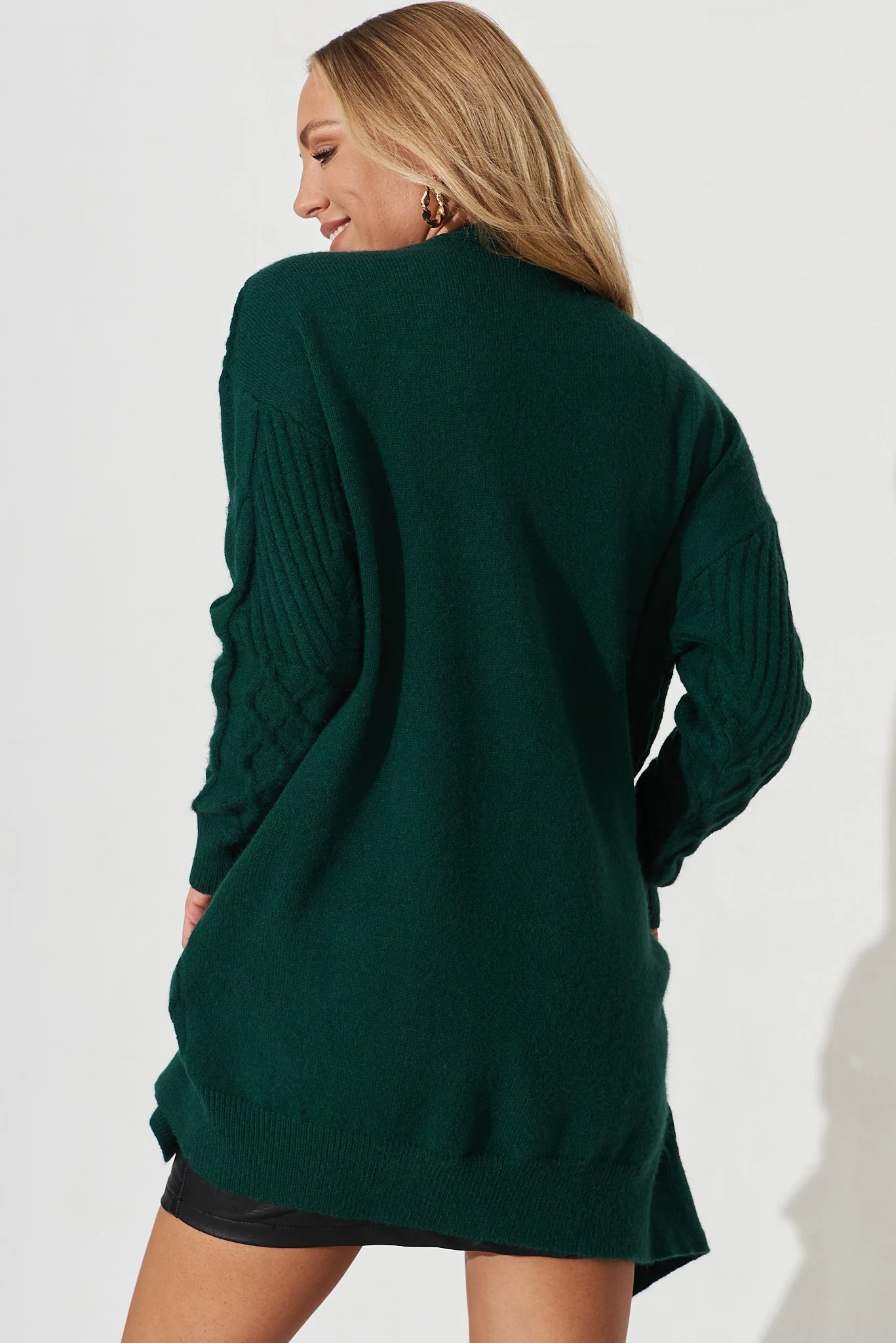 Okina Knit Cardigan In Emerald Wool Blend - Image 4
