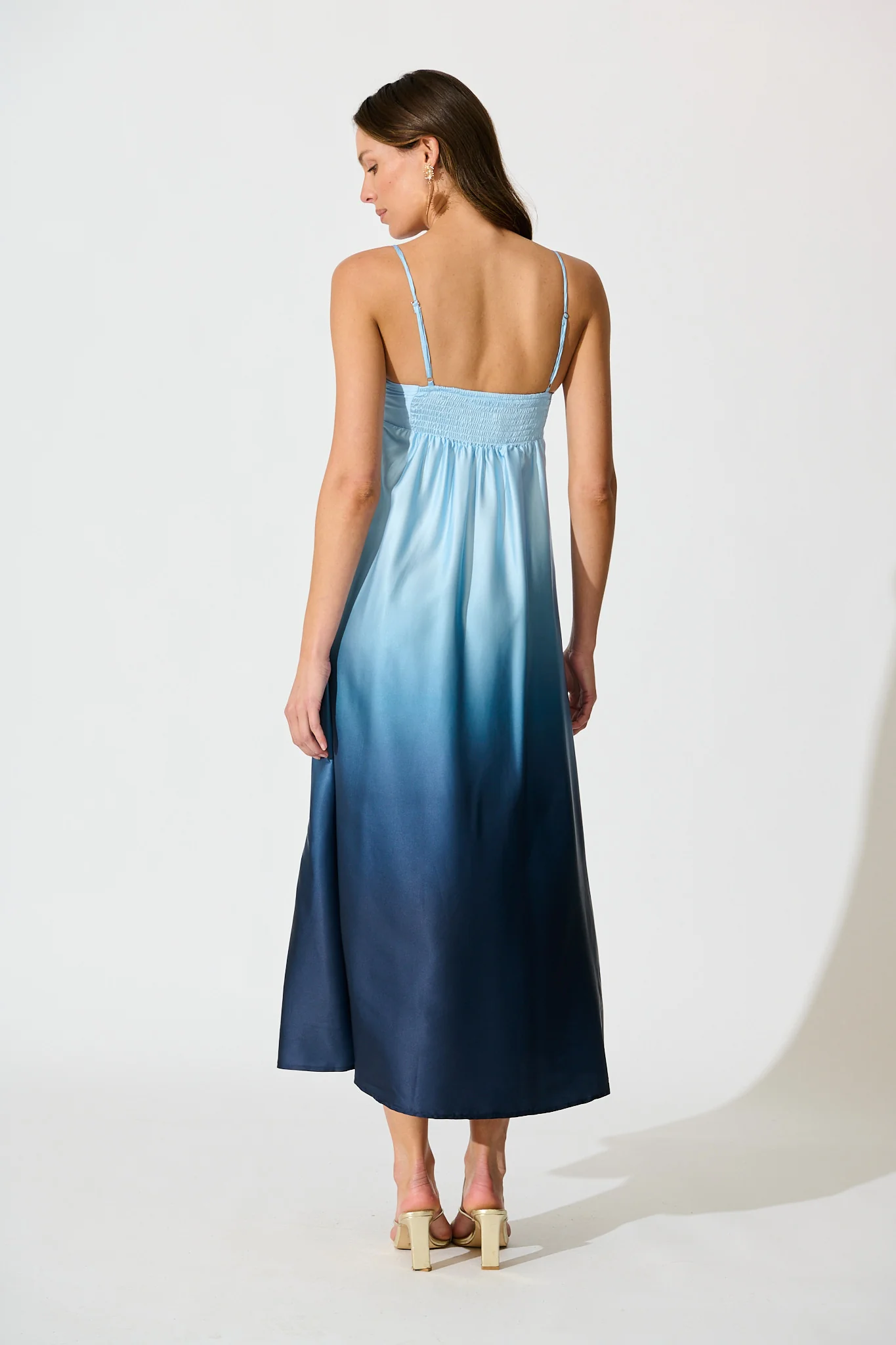 Ombre Muse Maxi Sundress in Blue Satin - Image 4