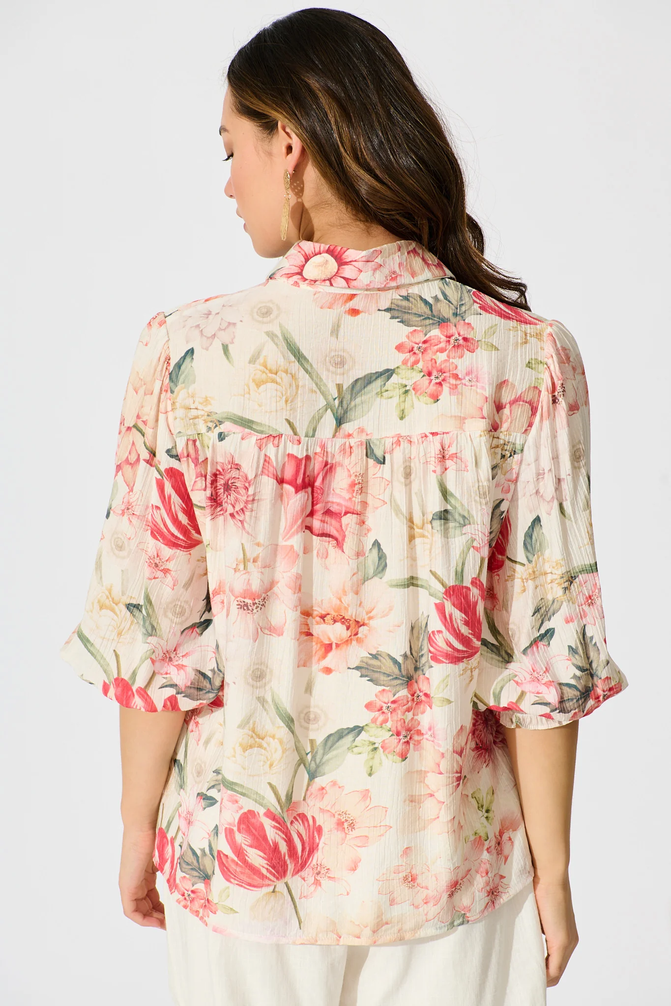 Orchard in Bloom Shirt in Cream with Multi Floral - Image 5