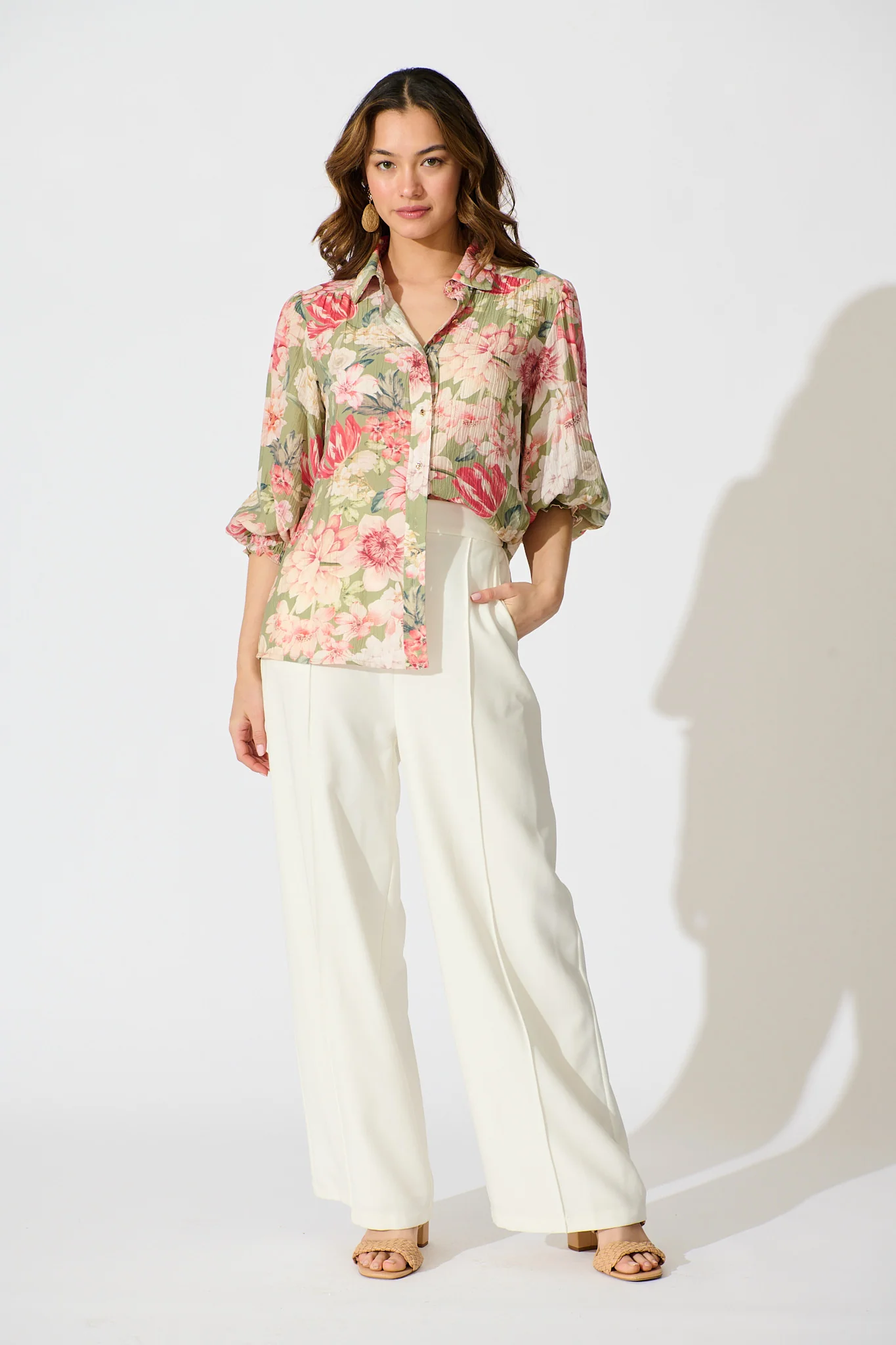 Orchard in Bloom Top in Sage with Blush Floral - Image 4