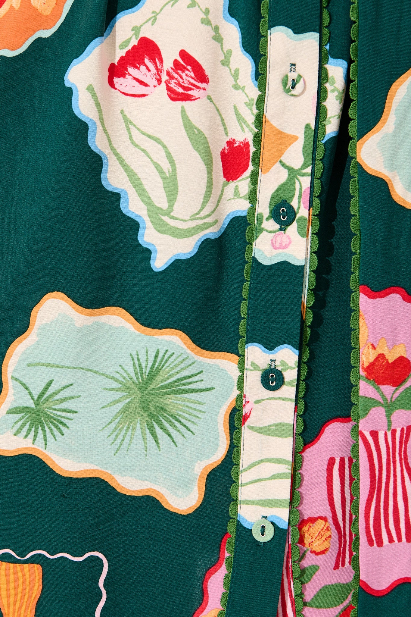 Oriella Shirt Dress in Emerald Postcard Print - Image 6