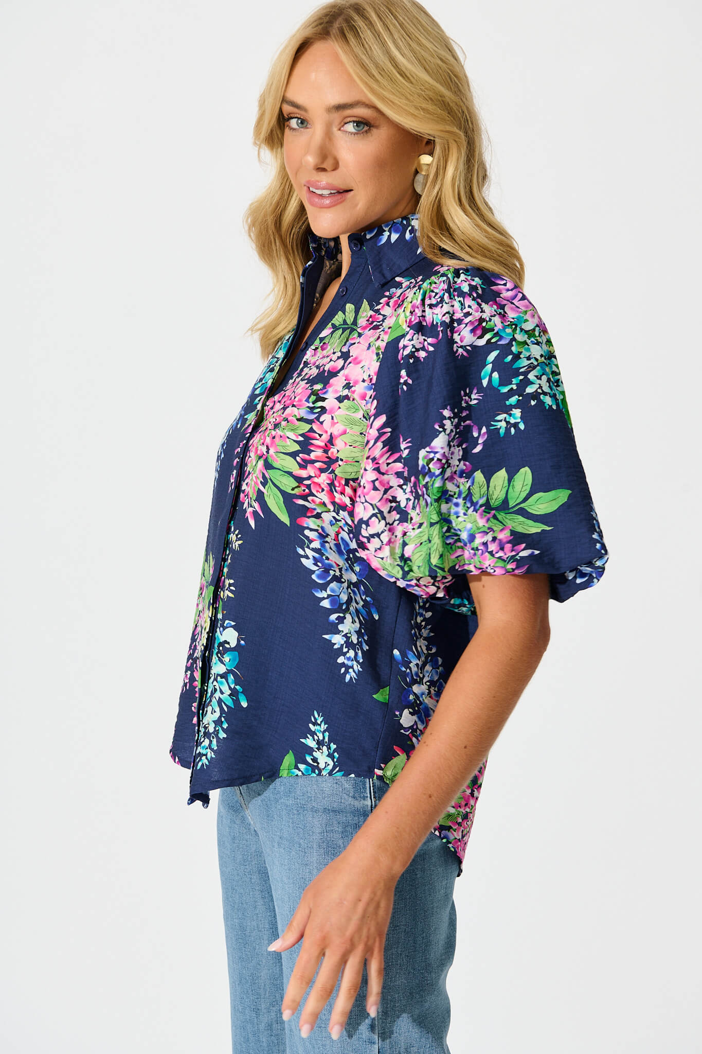 Orland Shirt in Navy Wisteria Print - Image 2