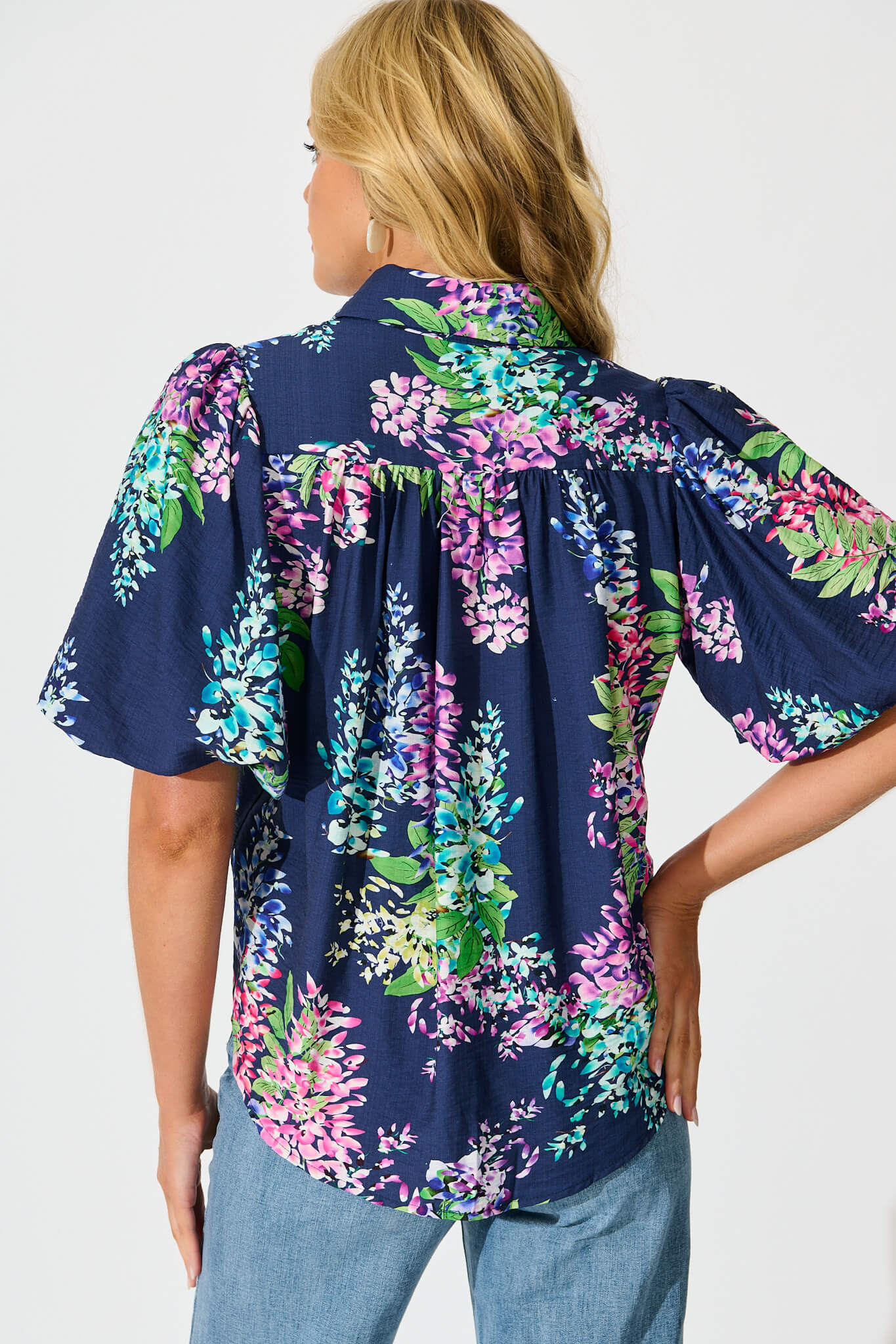 Orland Shirt in Navy Wisteria Print - Image 3