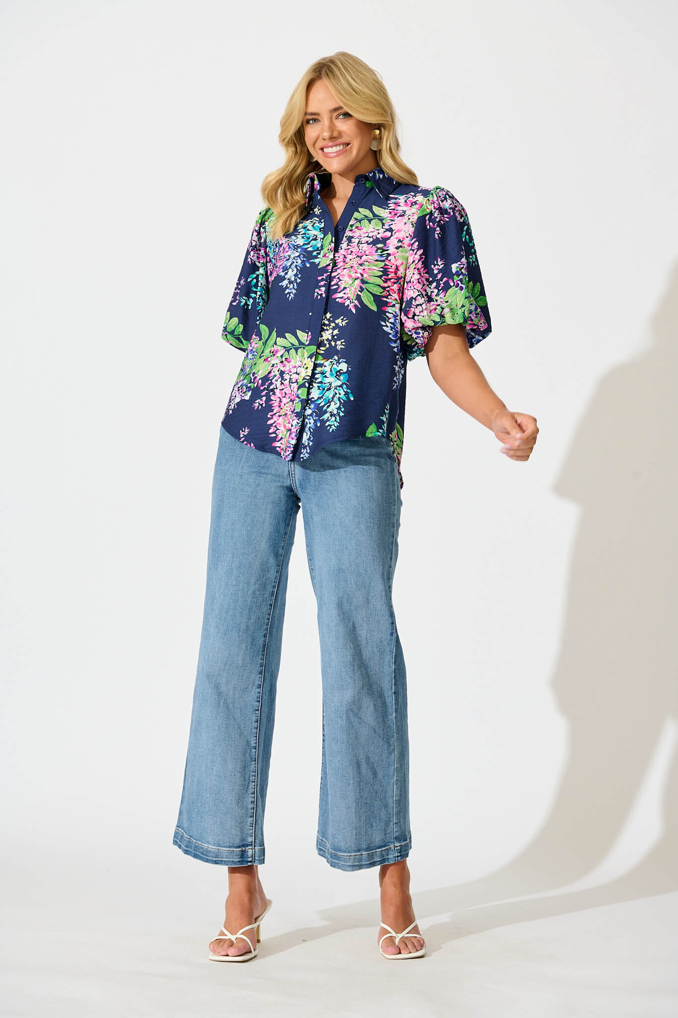 Orland Shirt in Navy Wisteria Print - Image 4