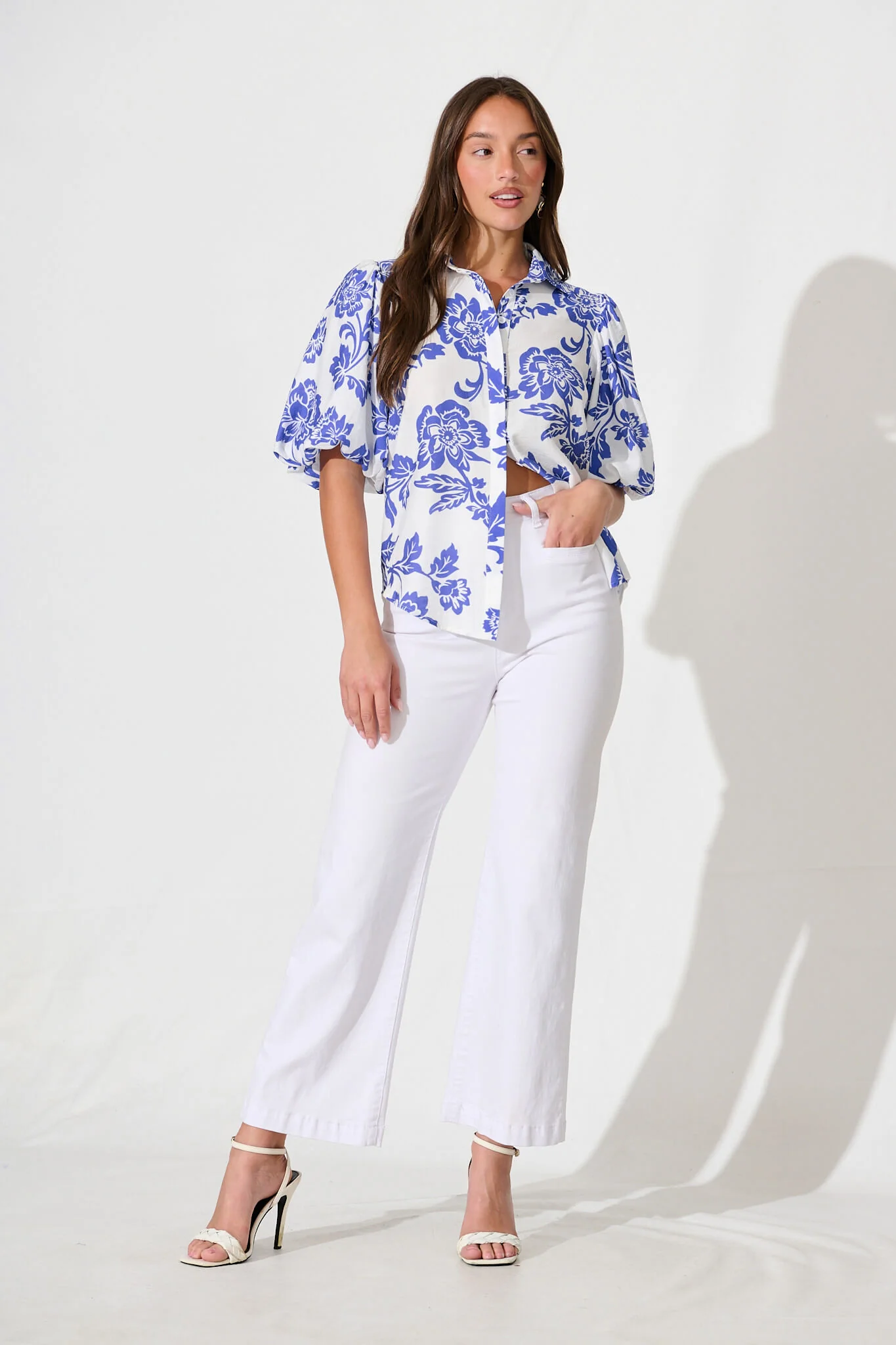 Orland Shirt In White With Blue Floral - Image 8
