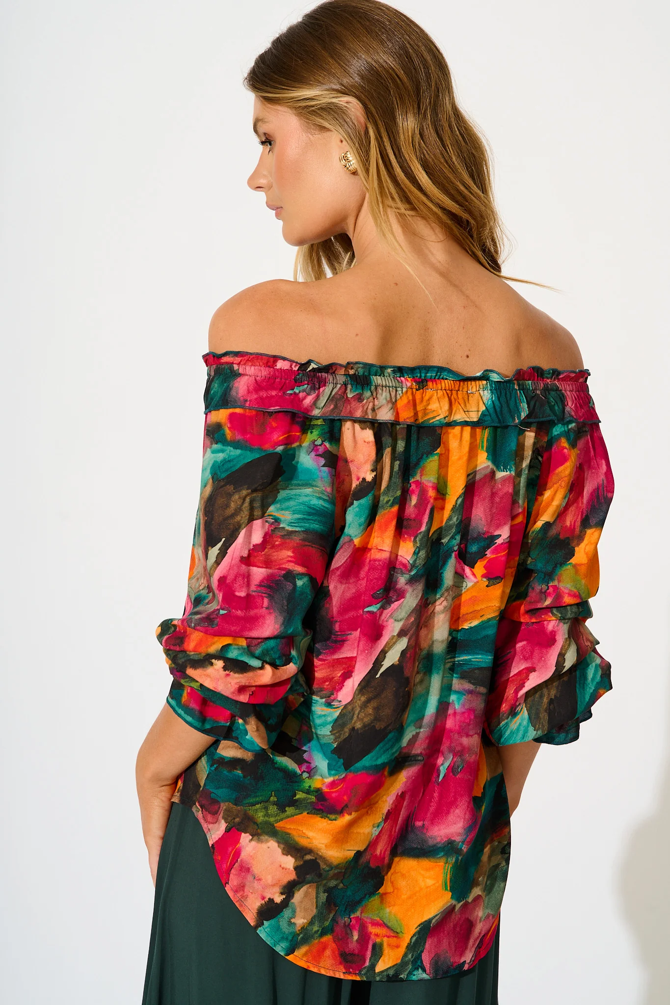 Painted Allure Top in Multi Watercolour Print - Image 4