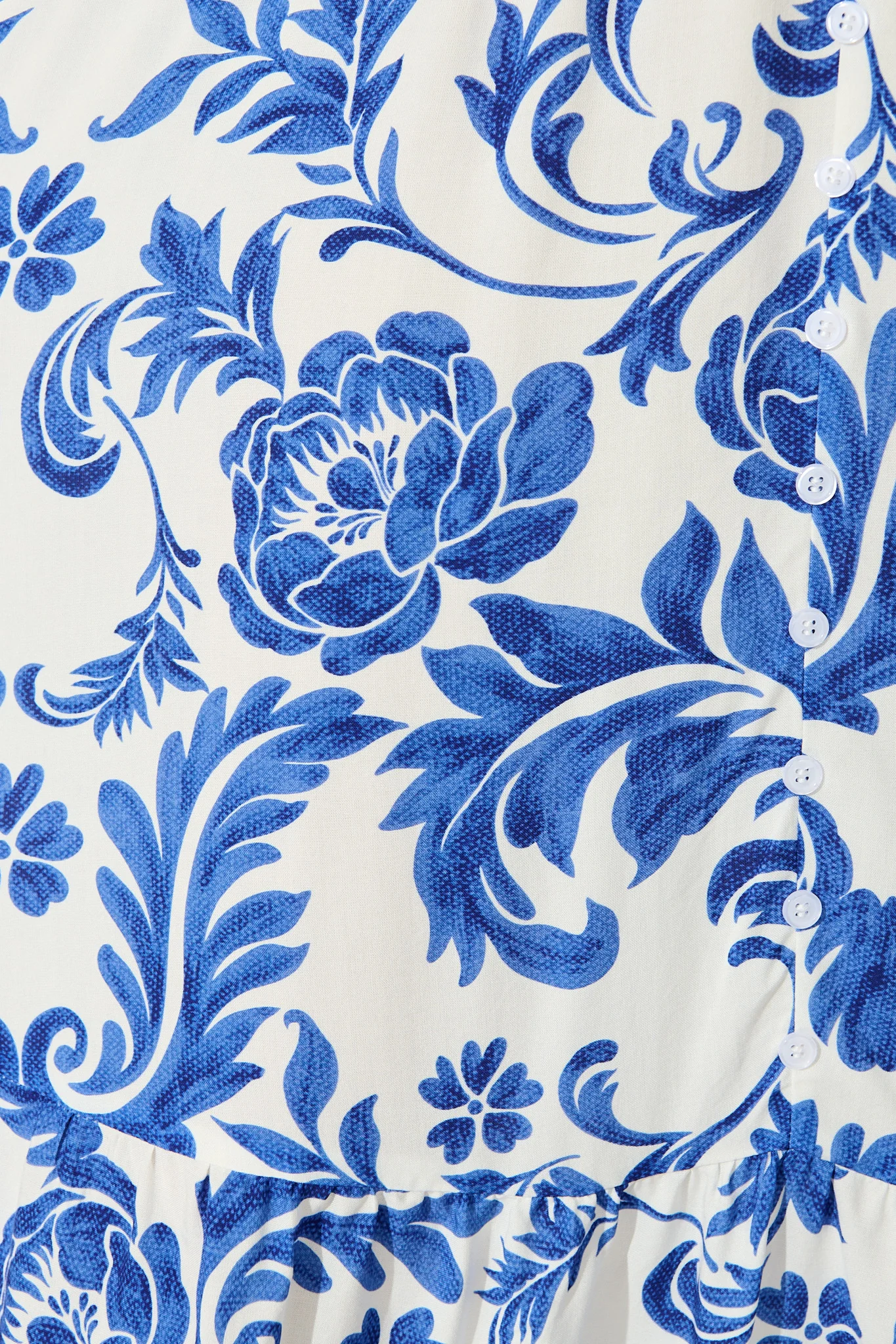 Paisley Fusion Midi Dress in White with Blue Floral - Image 6