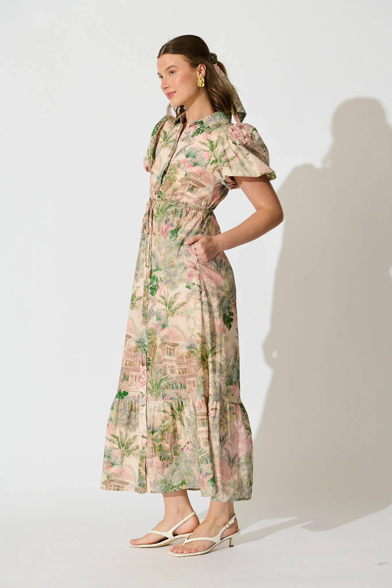 Palm Serenade Maxi Dress in Multi Palm Tree Print - Image 9