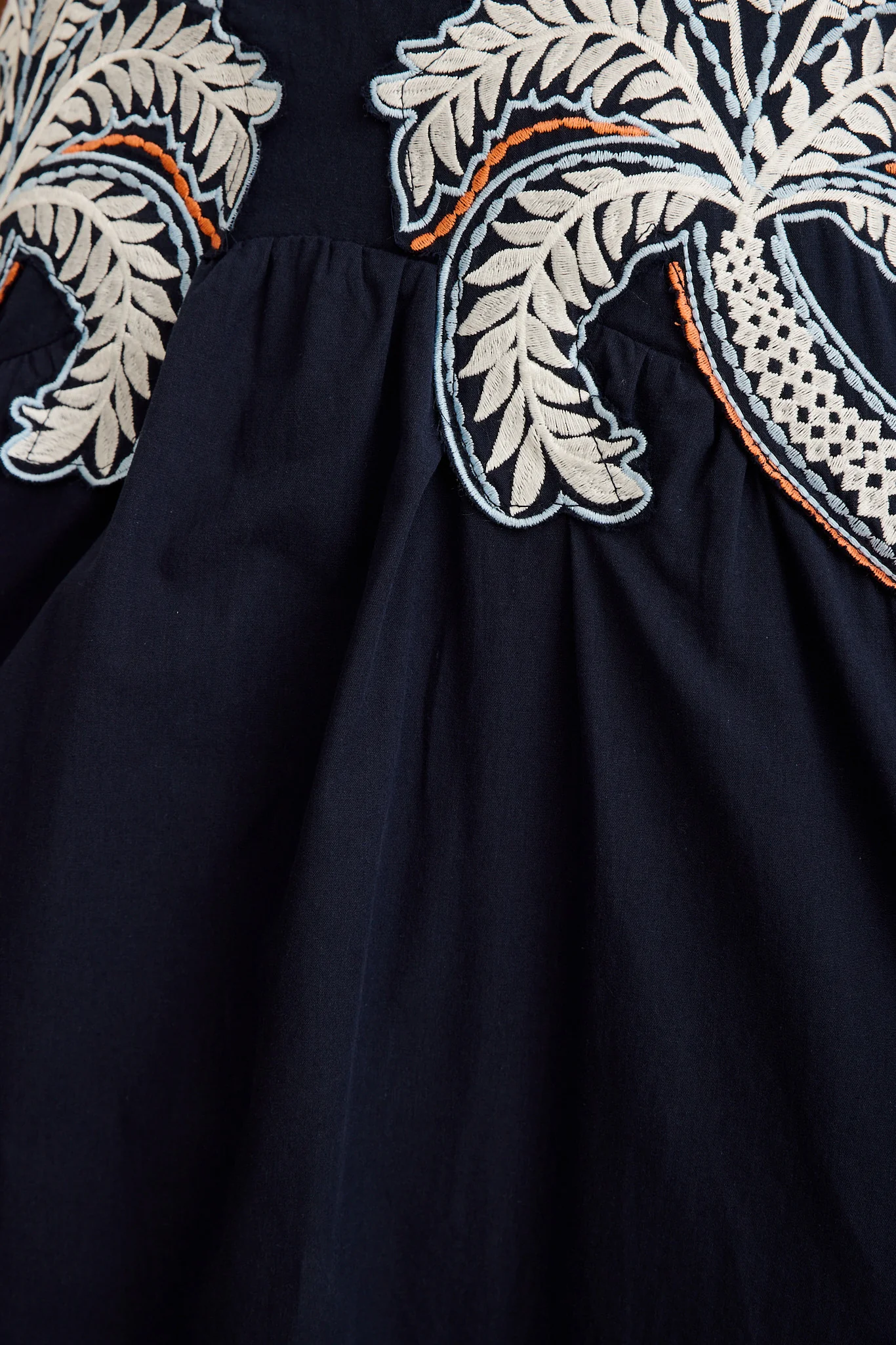 Palmera Midi Sundress in Navy with Palm Tree Embroidery Cotton - Image 13