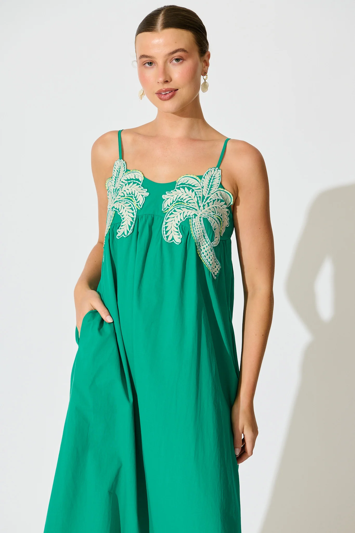 Palmera Midi Sundress in Teal Cotton - Image 6