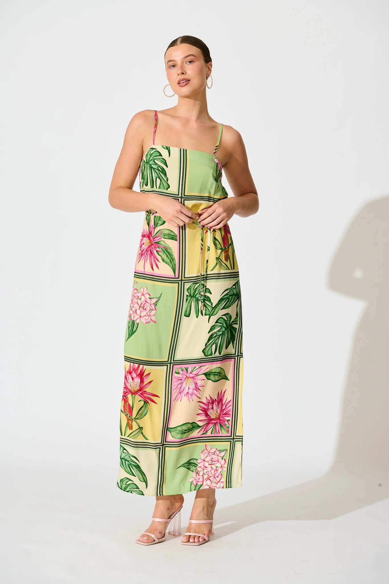 Paradise Found Sundress in Yellow Multi Tile Print - Image 3