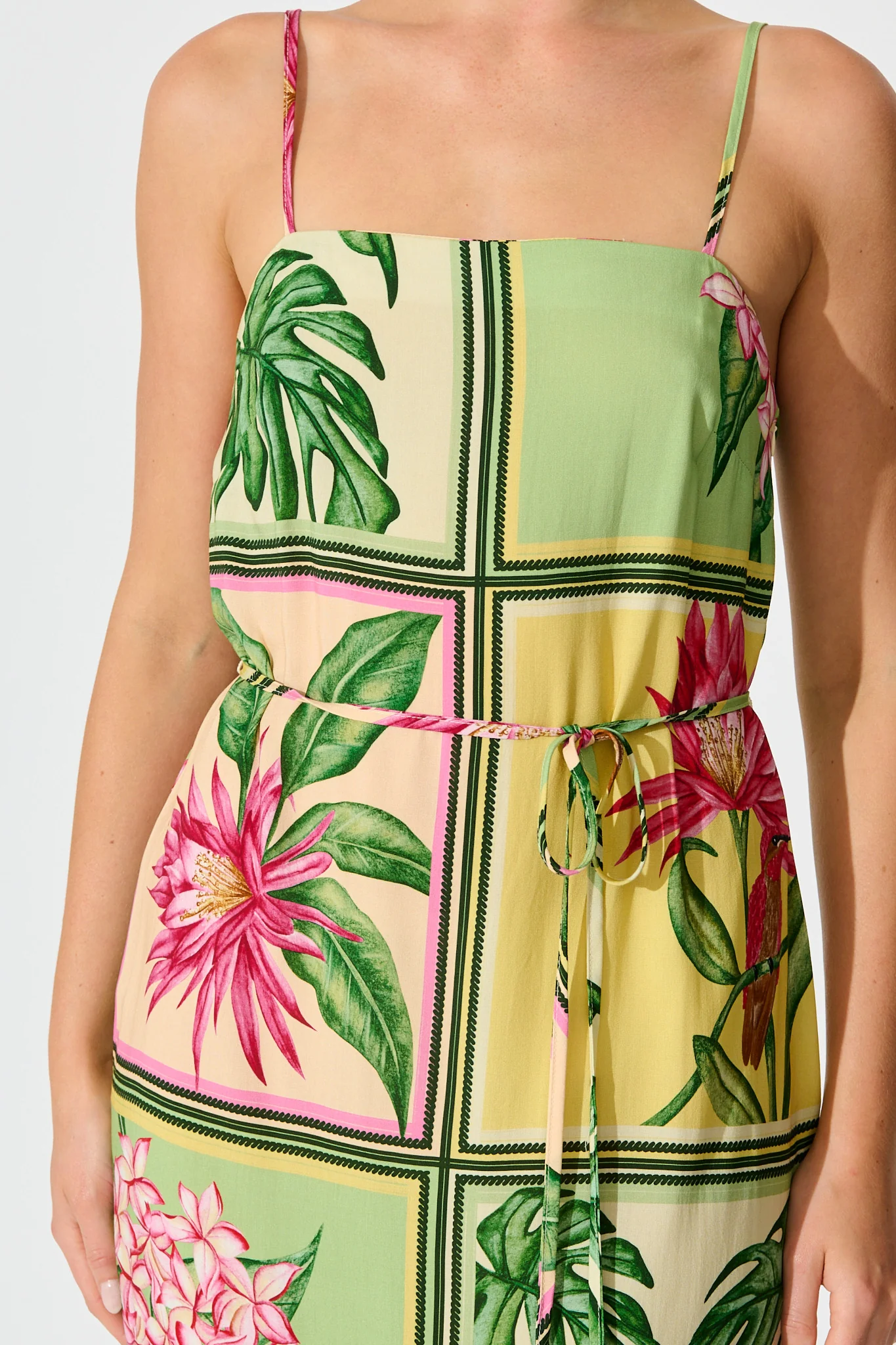 Paradise Found Sundress in Yellow Multi Tile Print - Image 8