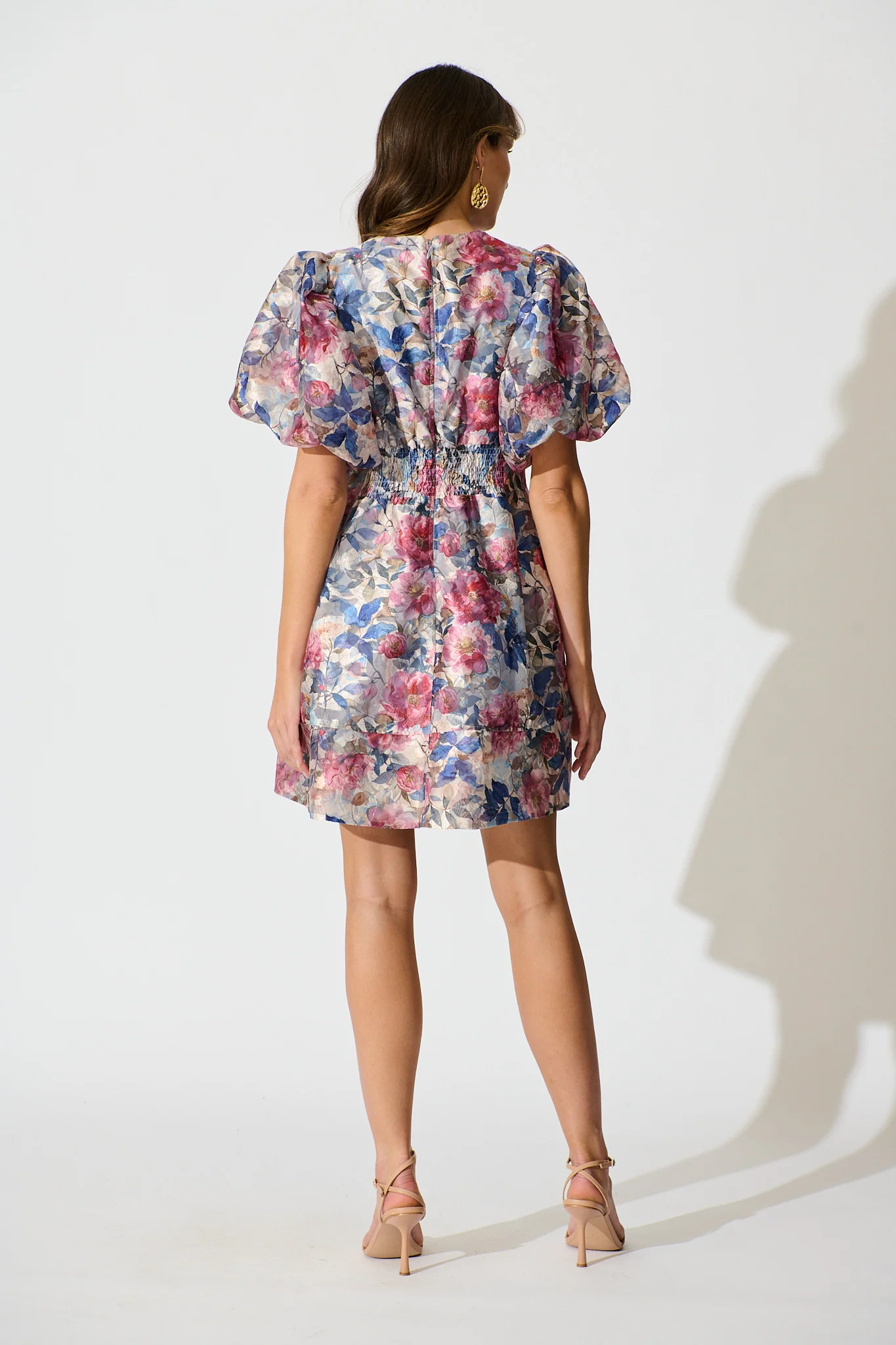 Paris Dreamer Dress in Navy with Pink Floral Organza - Image 4