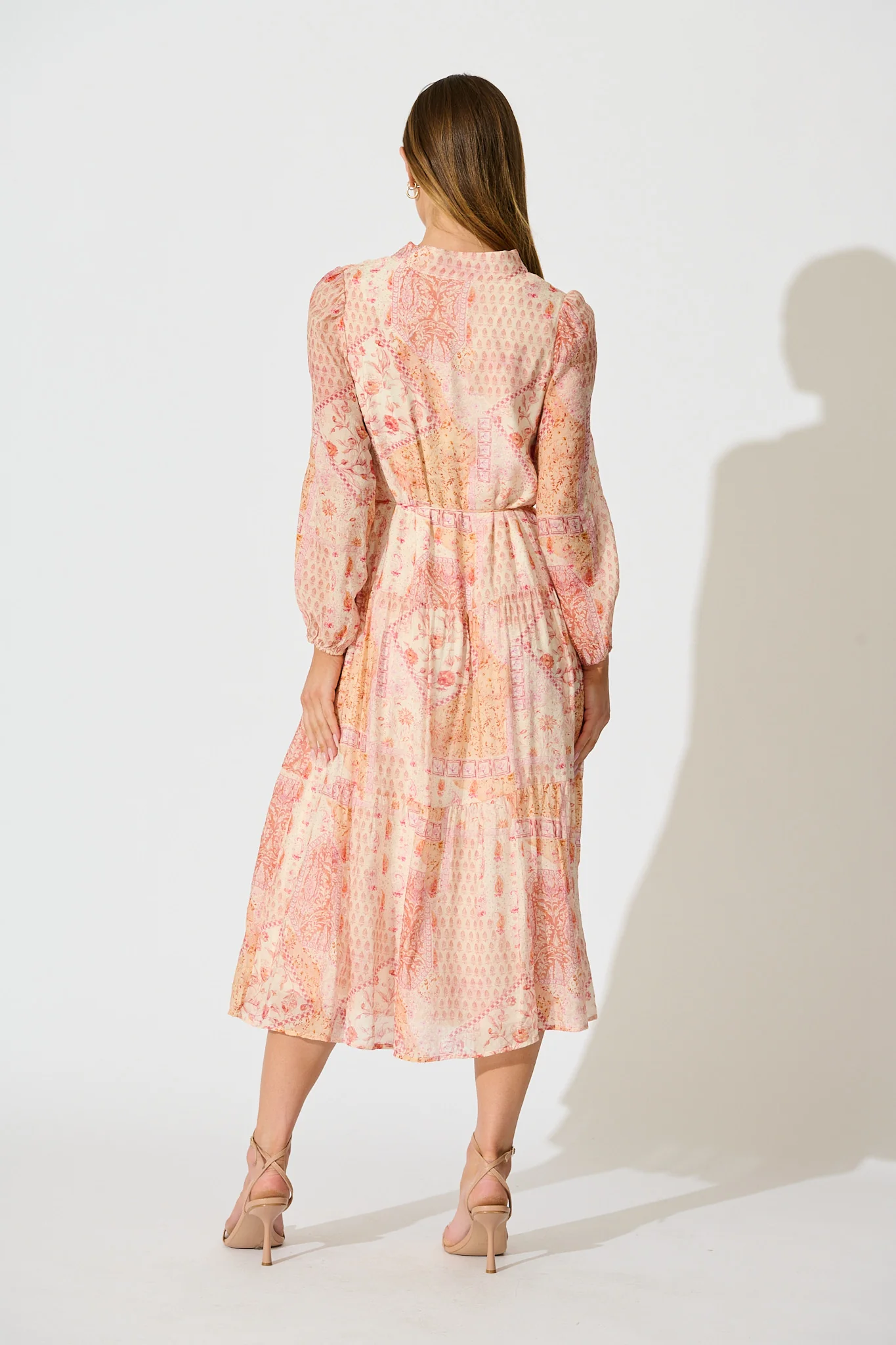 Pasha Maxi Dress in Cream with Peach Floral - Image 4