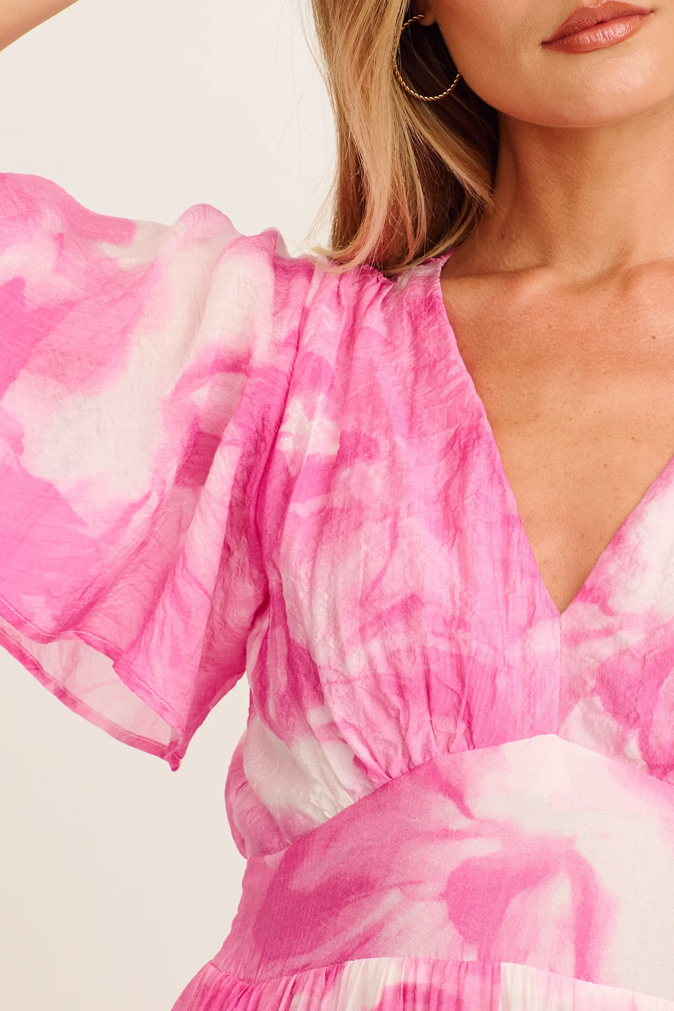 Pastel Symphony Maxi Dress in Pink with White Watercolour Print - Image 6