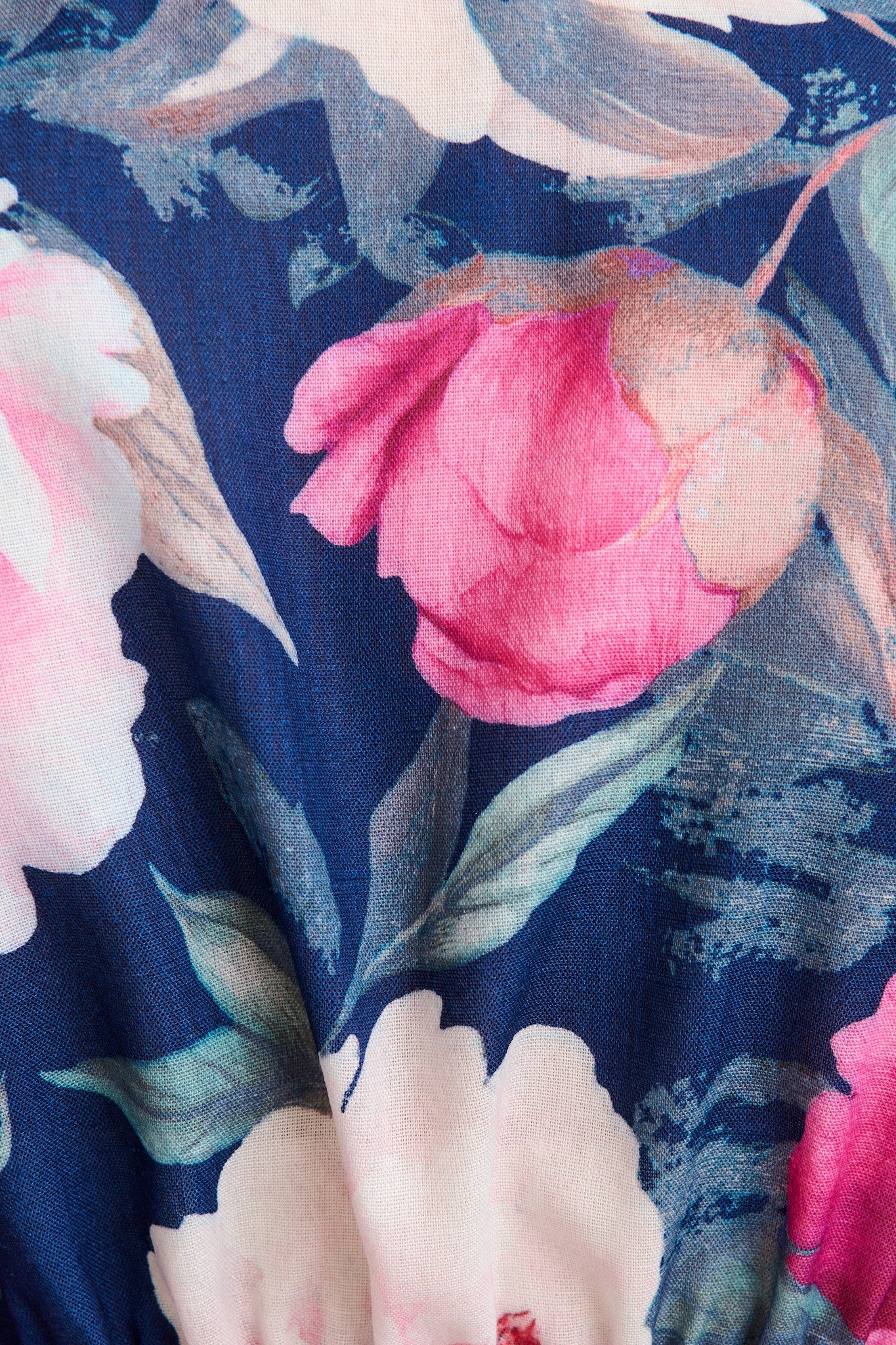 Perfection Top In Navy with Pink Floral Linen Blend - Image 11