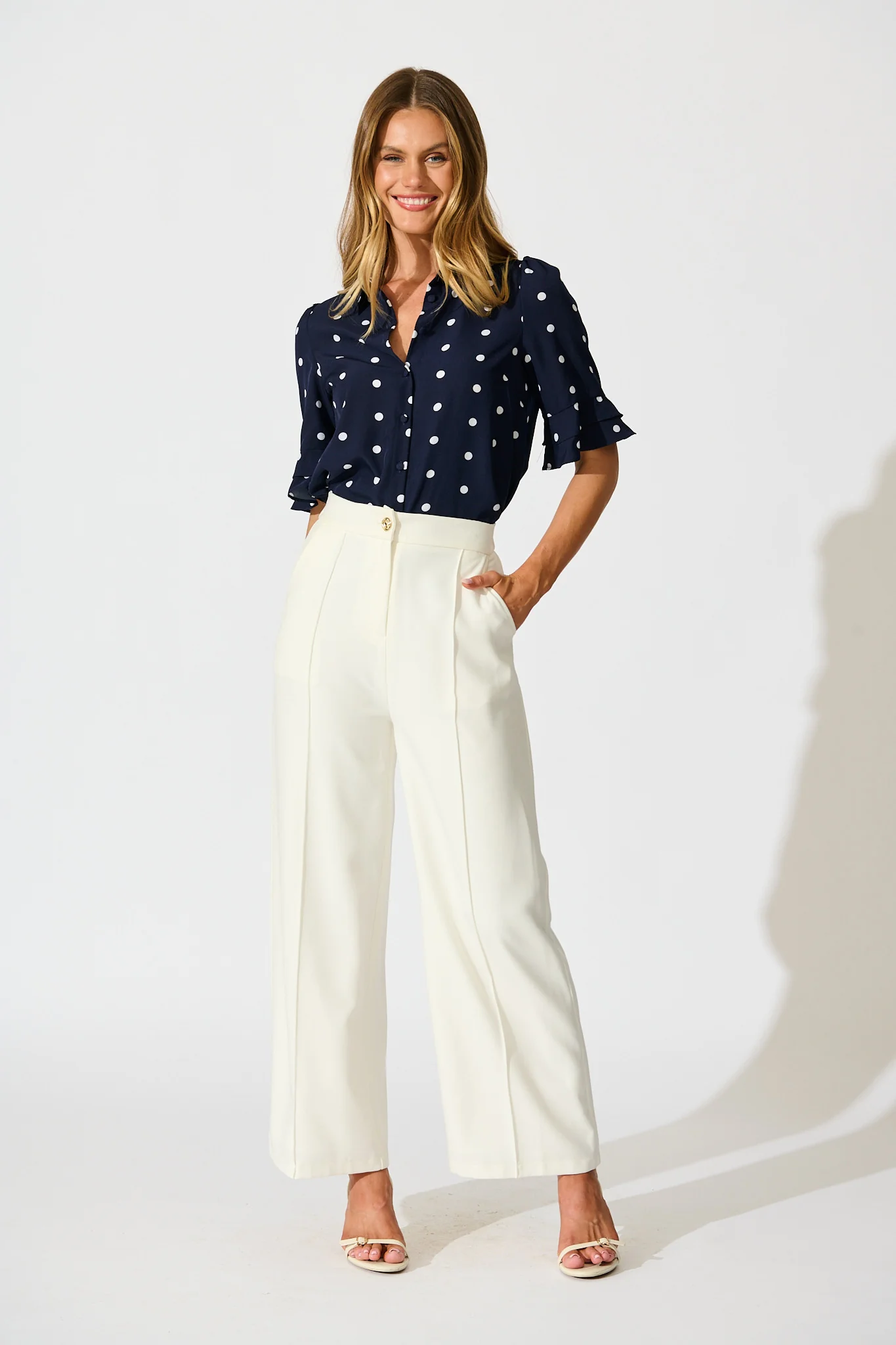 Perfectly Placed Shirt in Navy with White Spot - Image 4
