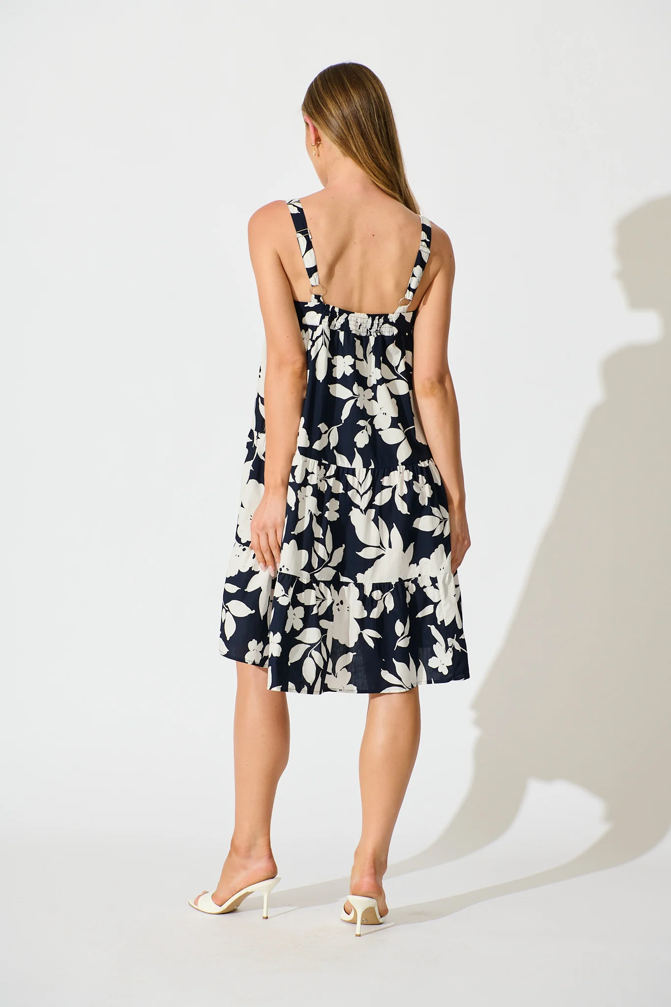 Petal Haze Sundress in Navy Floral Cotton Poplin - Image 4
