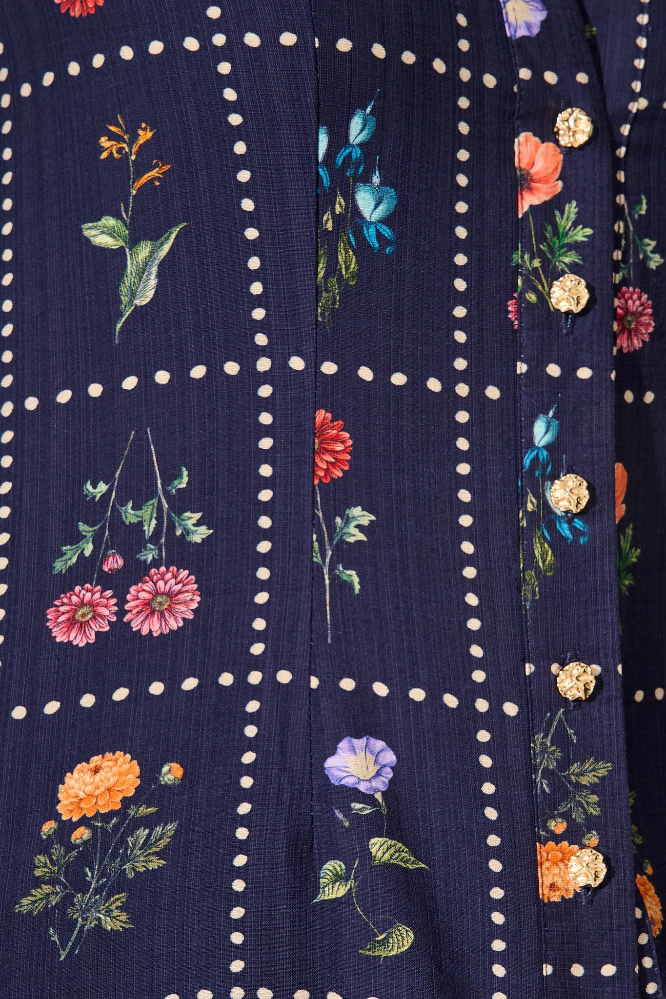 Petal Outline Shirt in Navy with Multi Floral - Image 6