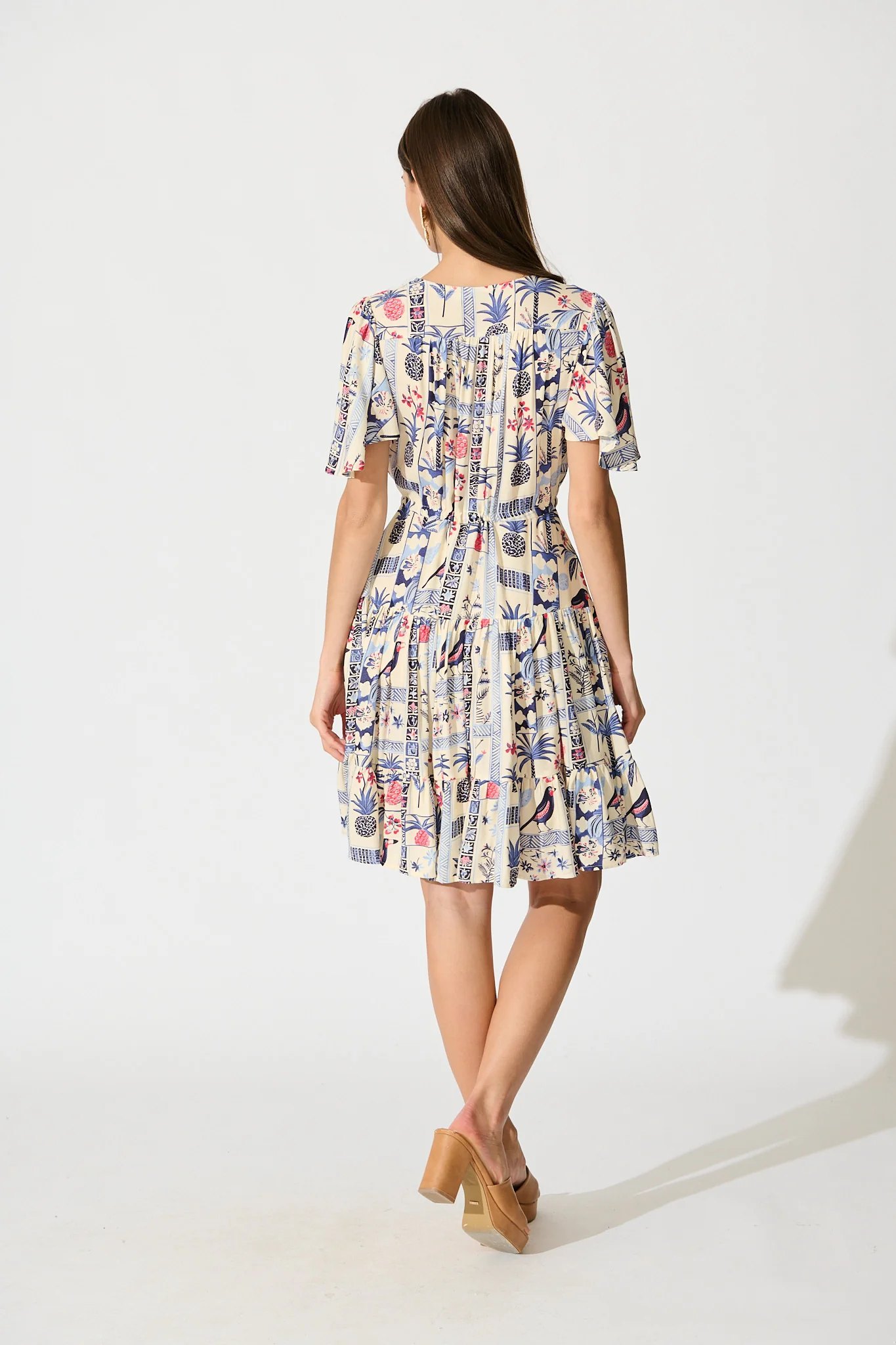 Pip Dress in White with Blue Multi Print - Image 4
