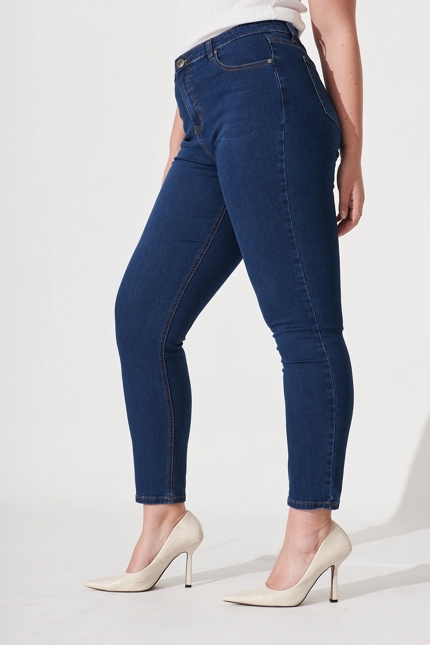 Piper High Rise Skinny Jean In Dark Blue Denim - Image 7