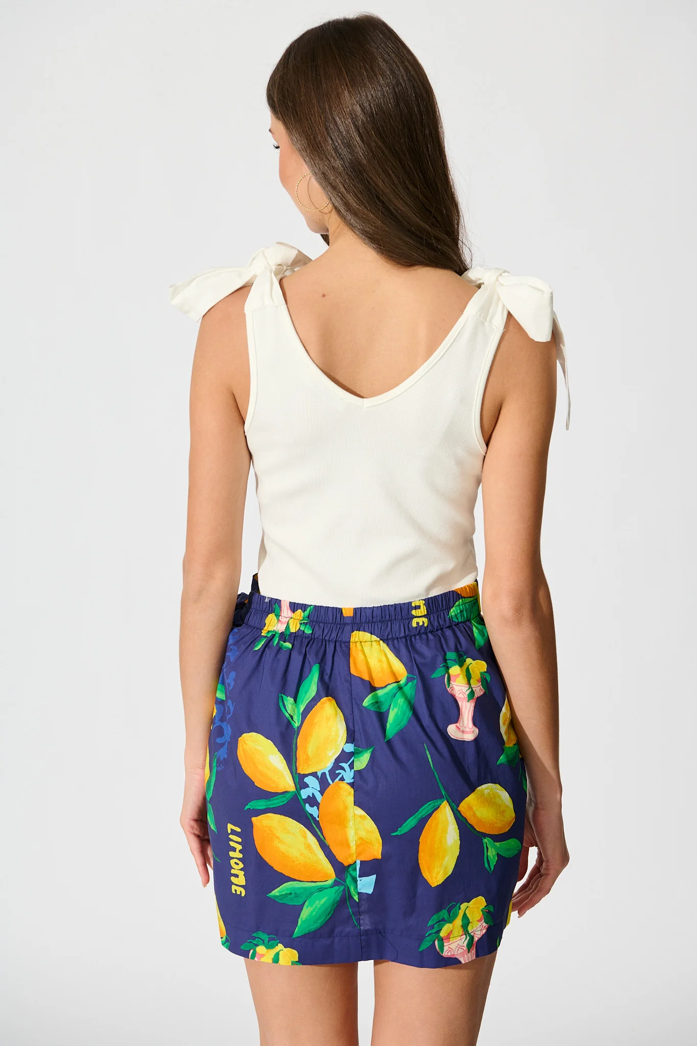 Polina Skirt in Navy Lemon Print Cotton - Image 3
