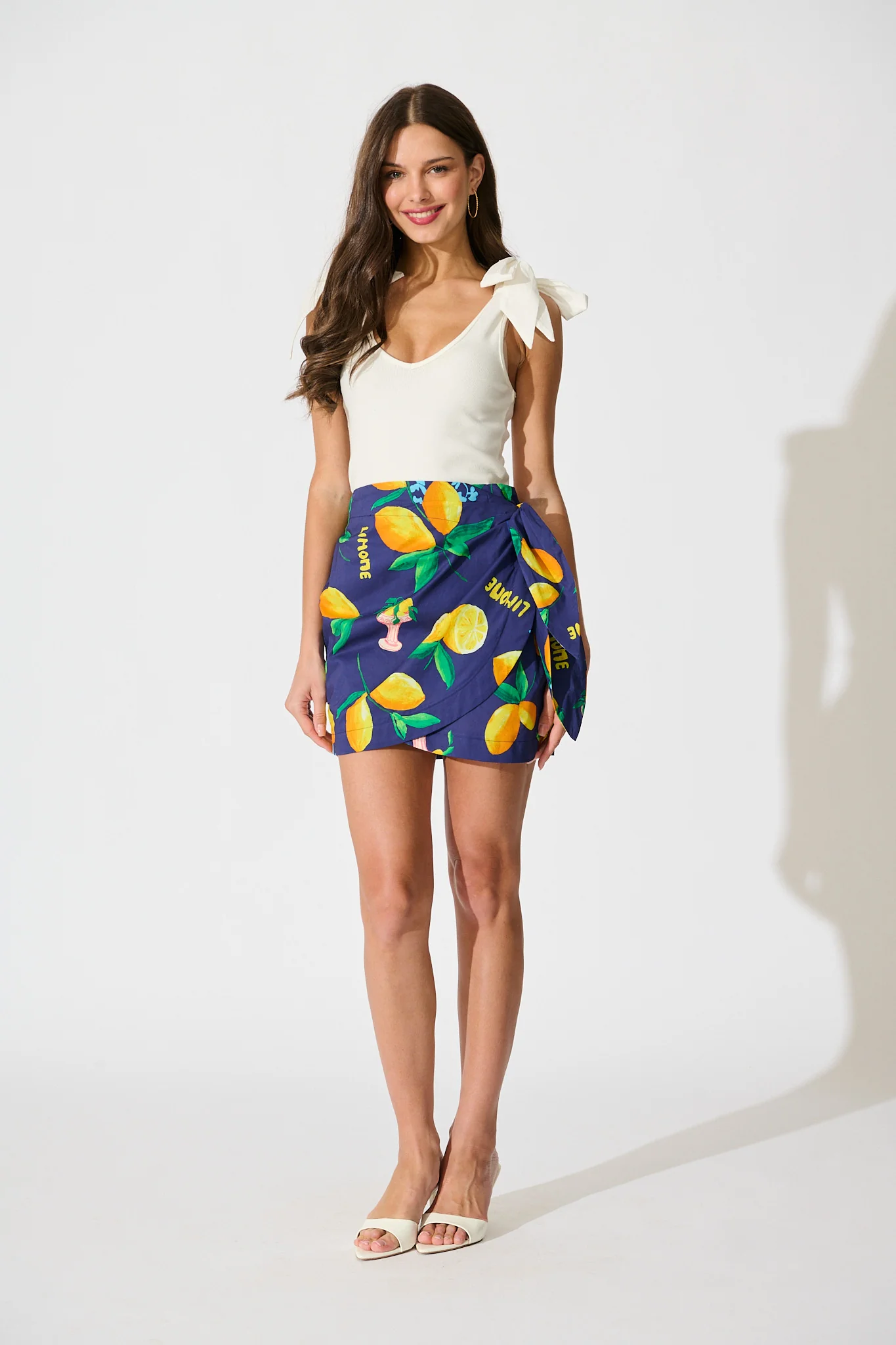 Polina Skirt in Navy Lemon Print Cotton - Image 4