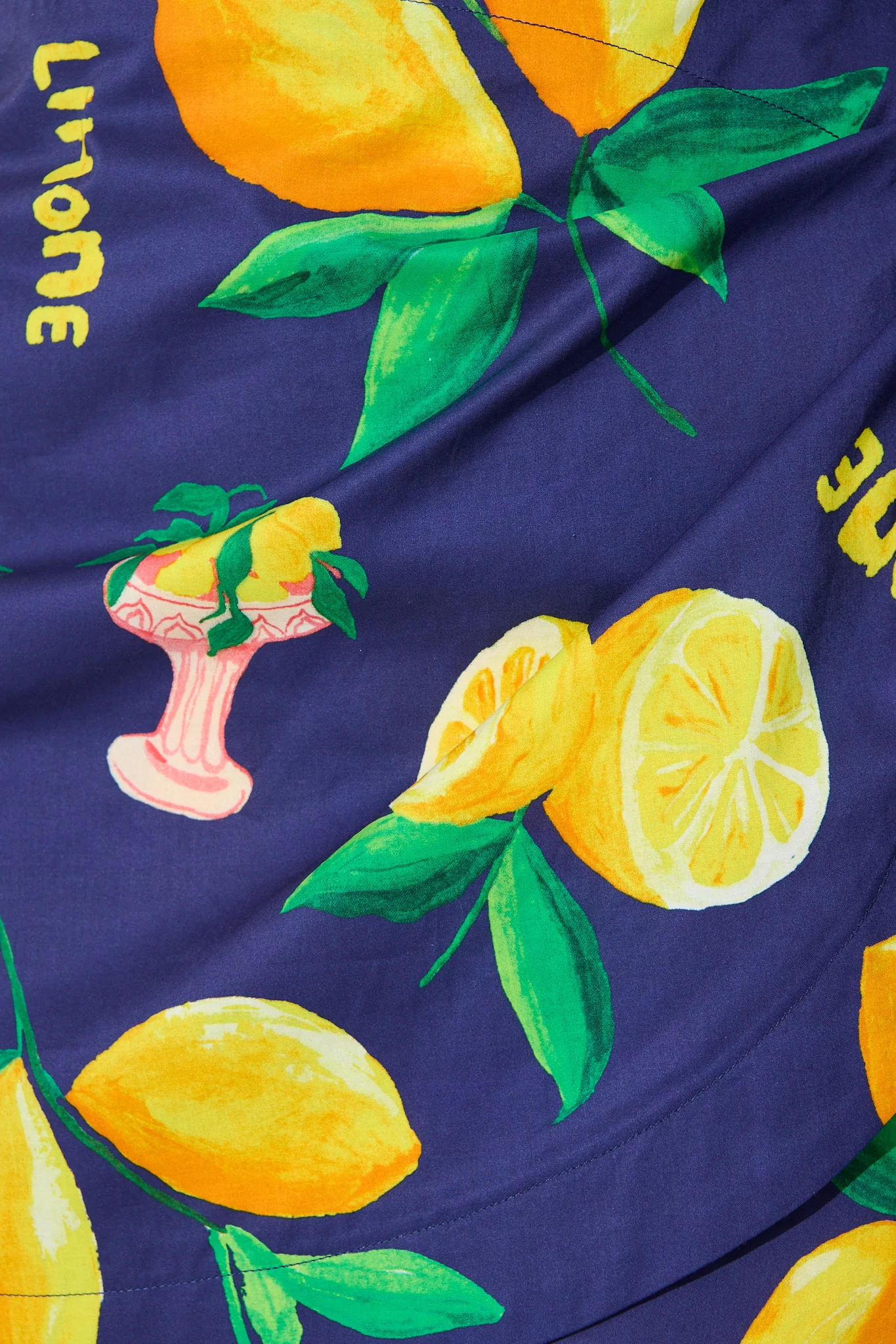 Polina Skirt in Navy Lemon Print Cotton - Image 7