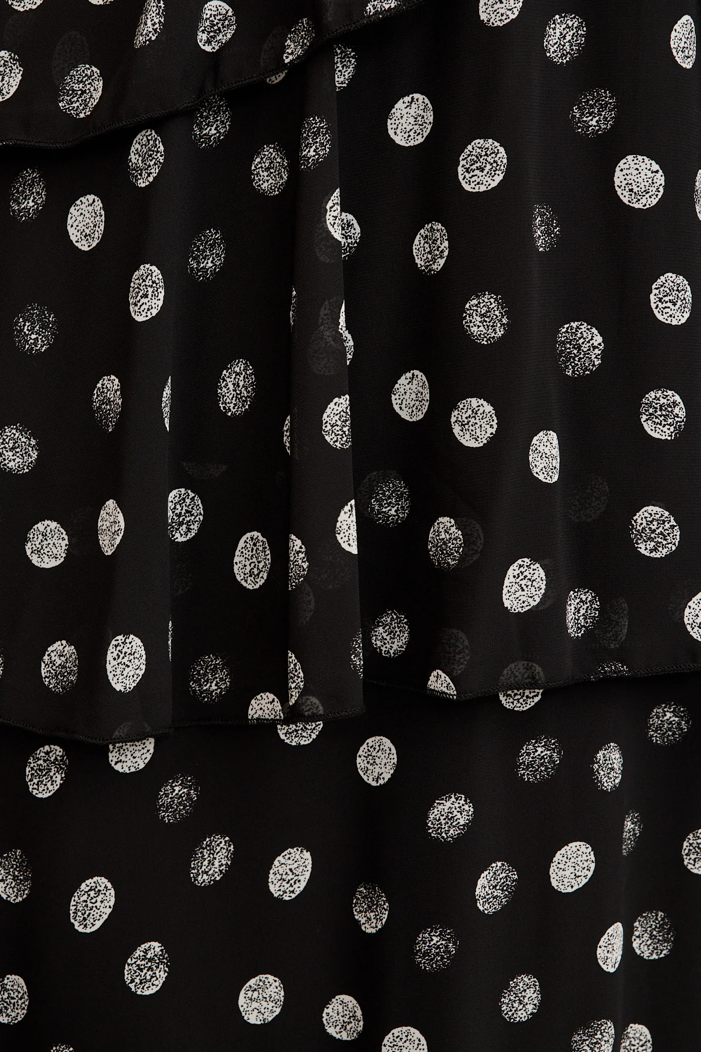 Polished Piece Midi Dress in Black with Cream Polka Dot Chiffon - Image 6