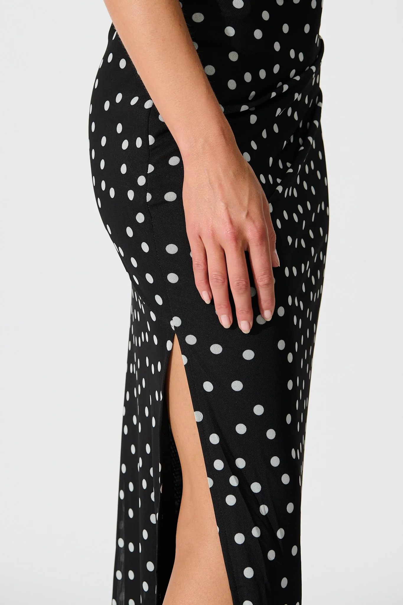 Polka Wish Maxi Skirt in Black with White Polka Dot - Image 6