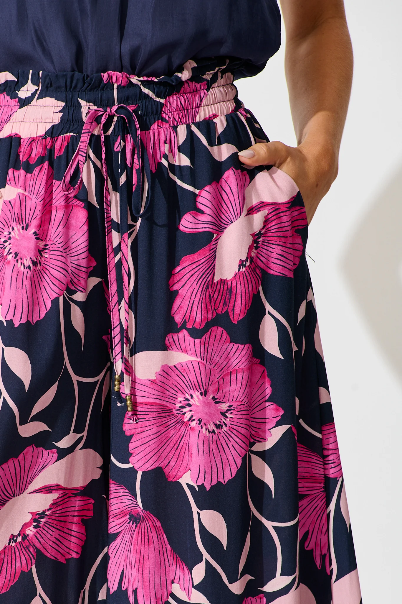 Pretoria Pant In Navy with Pink Floral - Image 5