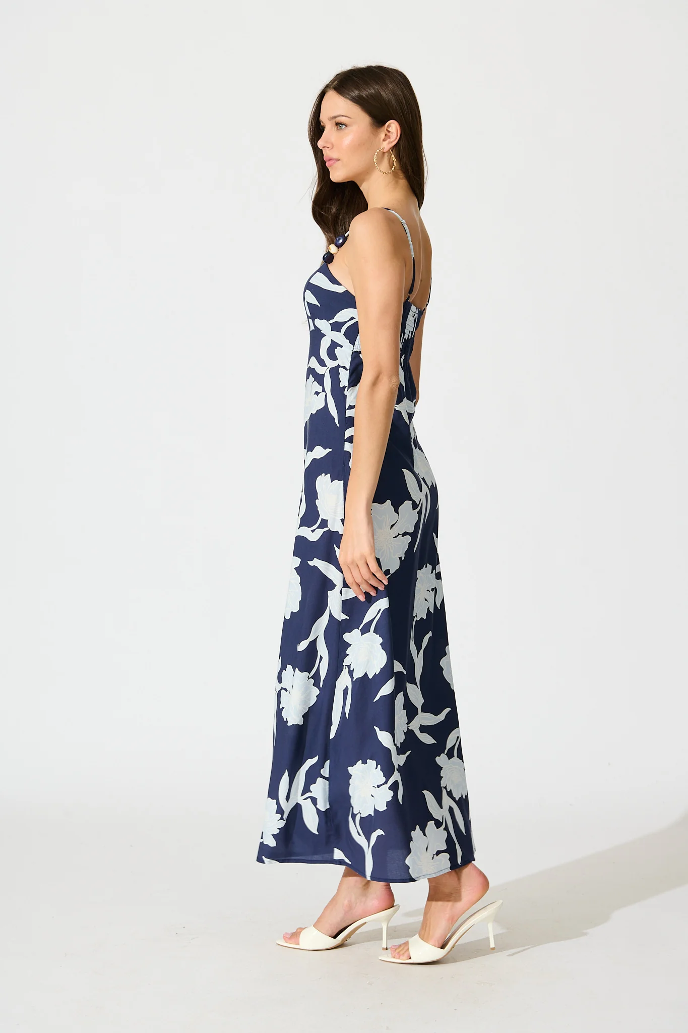 Pretty Petals Maxi Sundress in Navy with Blue Floral - Image 7