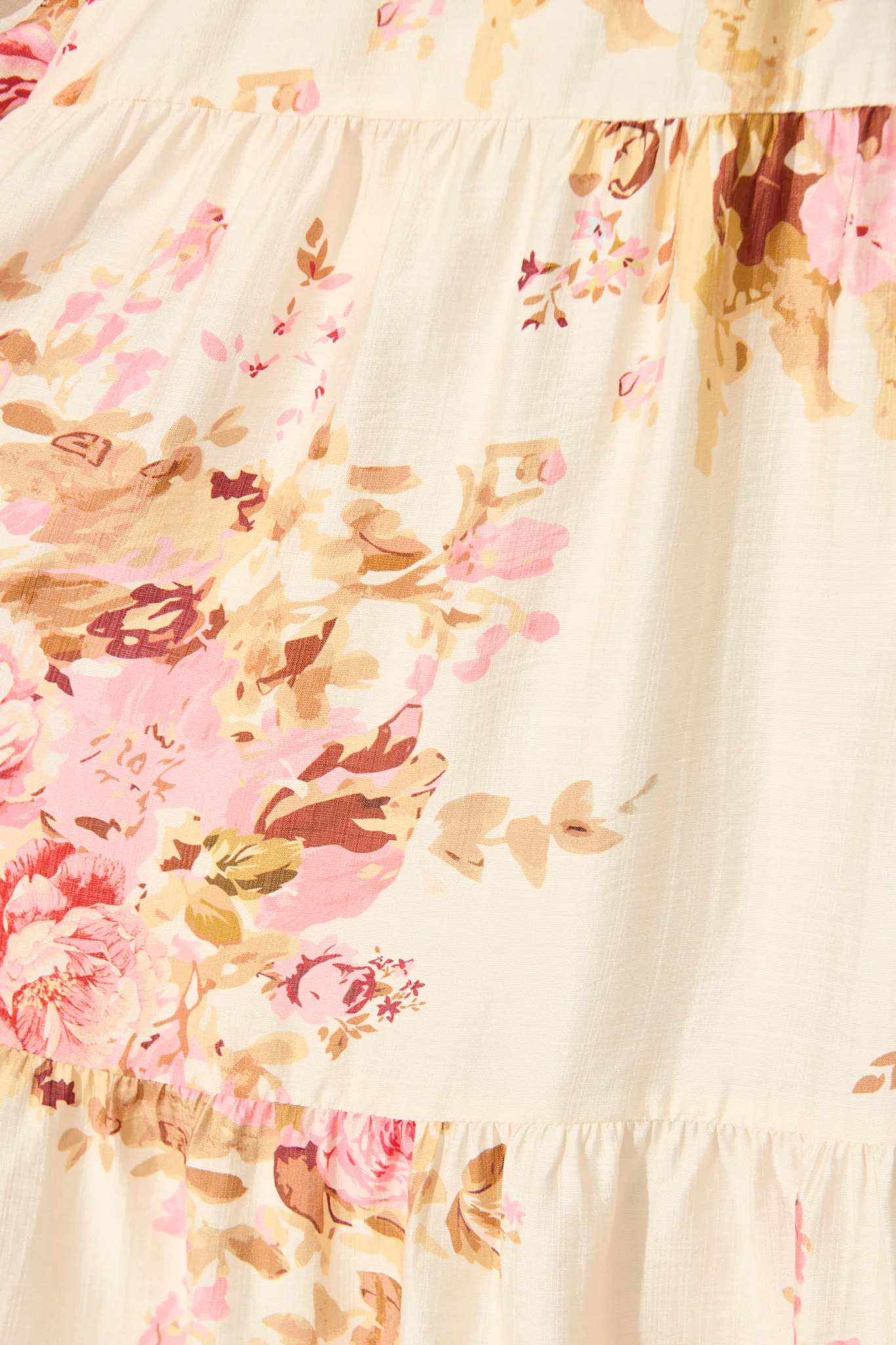 Primavera Midi Dress in Cream with Pink Floral - Image 6