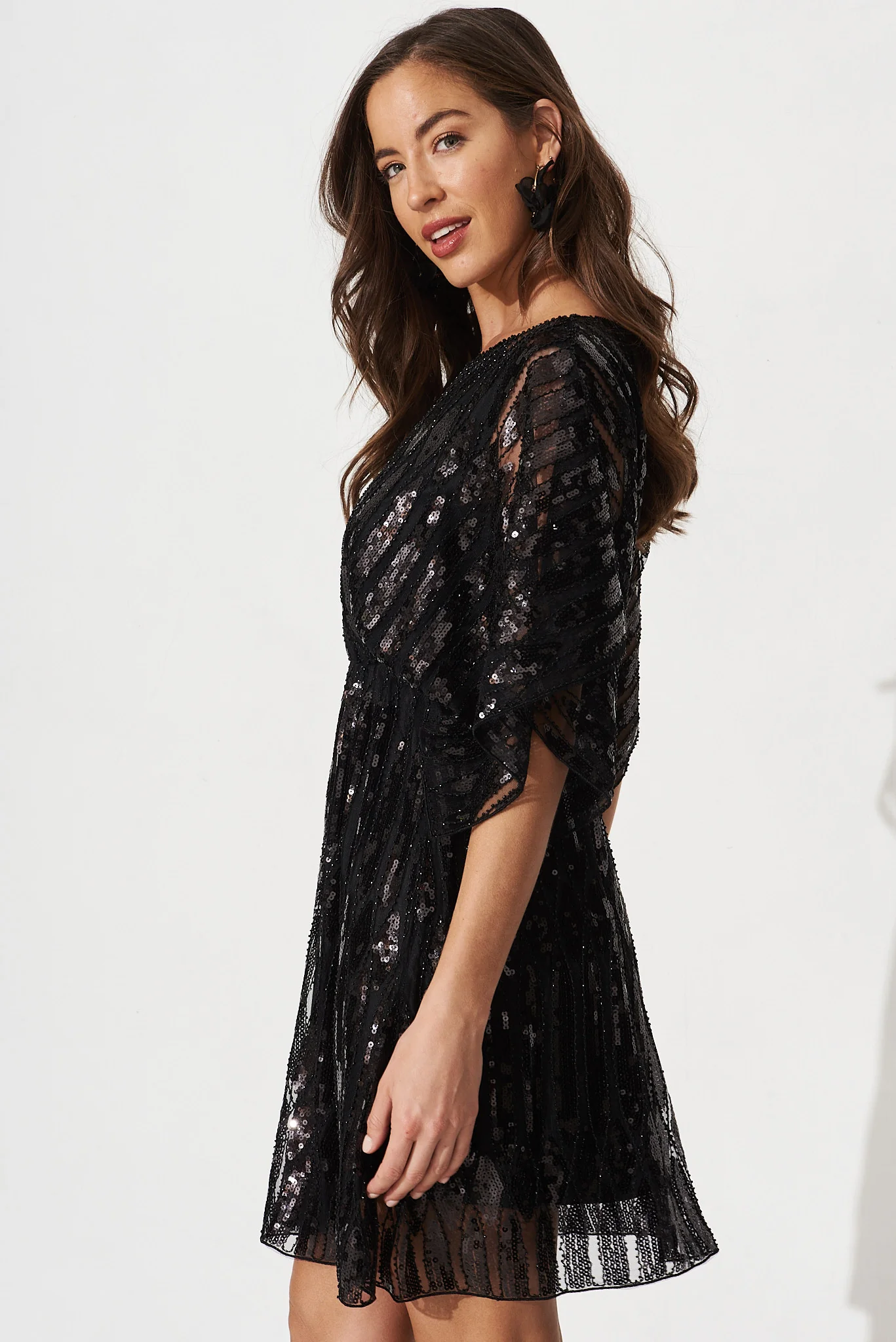 Prosecco Sequin Dress in Black - Image 3