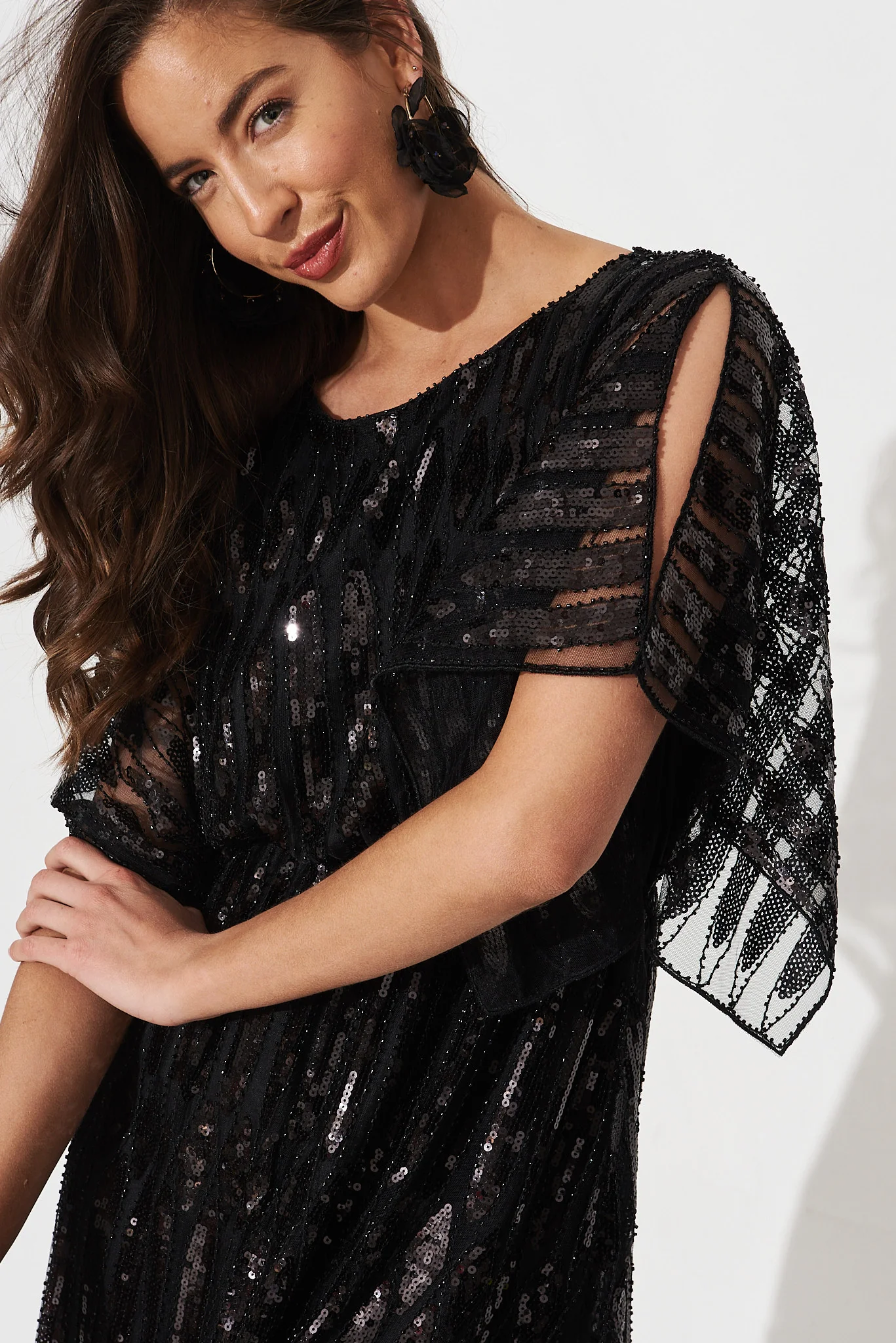 Prosecco Sequin Dress in Black - Image 4